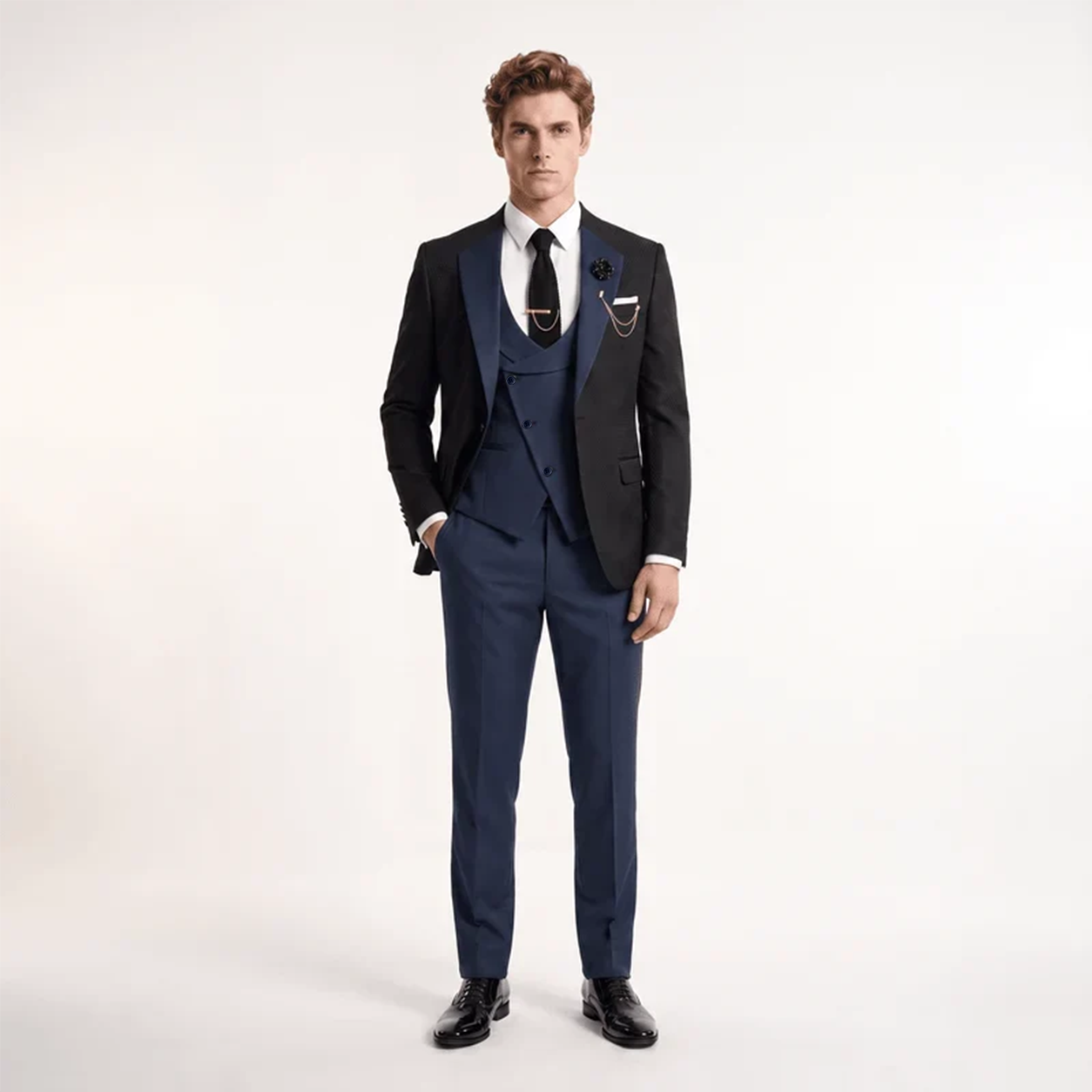 Ceehuteey Men's Suits 3 Pieces Notch Lapel Suits for Wedding (Blazer+Vest+Pant)