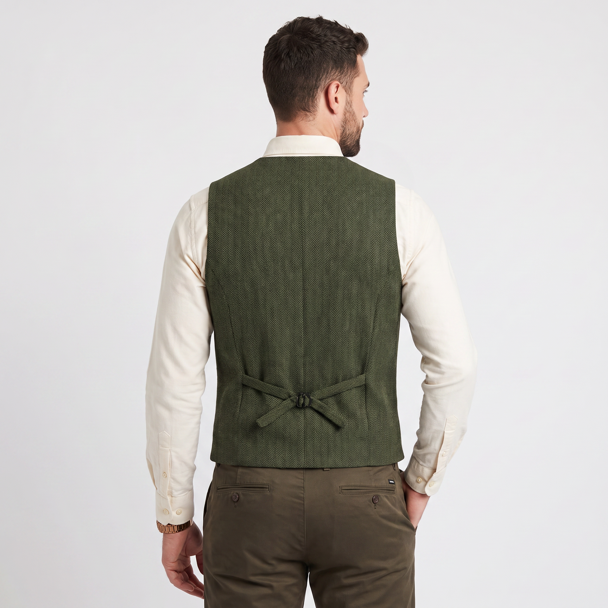 Ceehuteey Classic Men's V Neck Herringbone Waistcoat