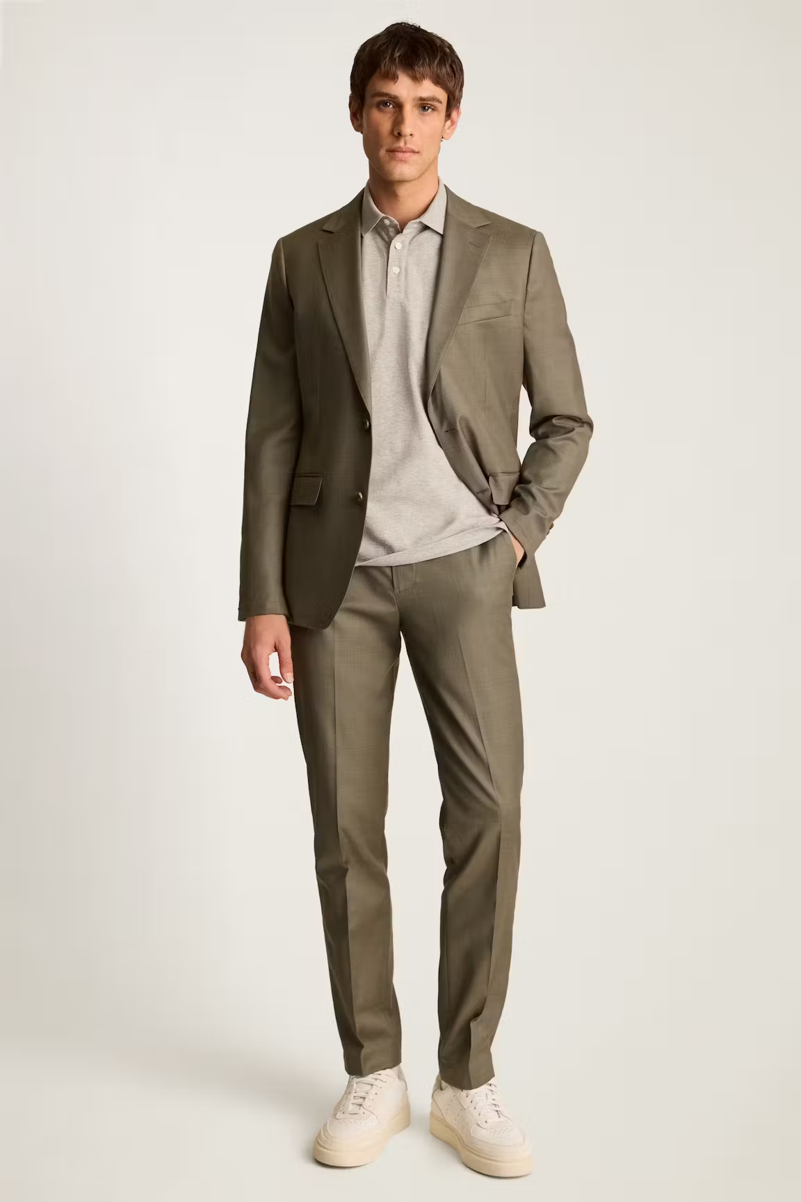 Men's 2 Pieces  Linen Cotton Green Business Notch Lapel Suit (Blazer+Pants)