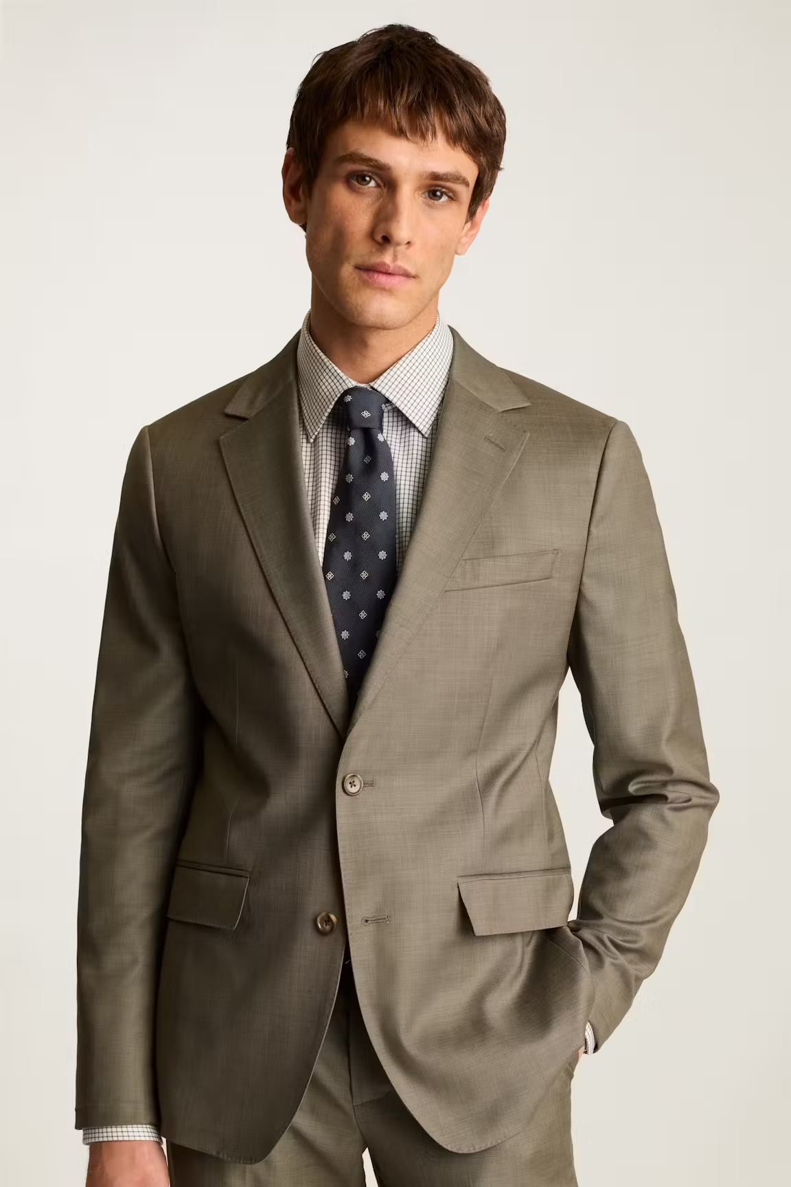 Men's 2 Pieces  Linen Cotton Green Business Notch Lapel Suit (Blazer+Pants)