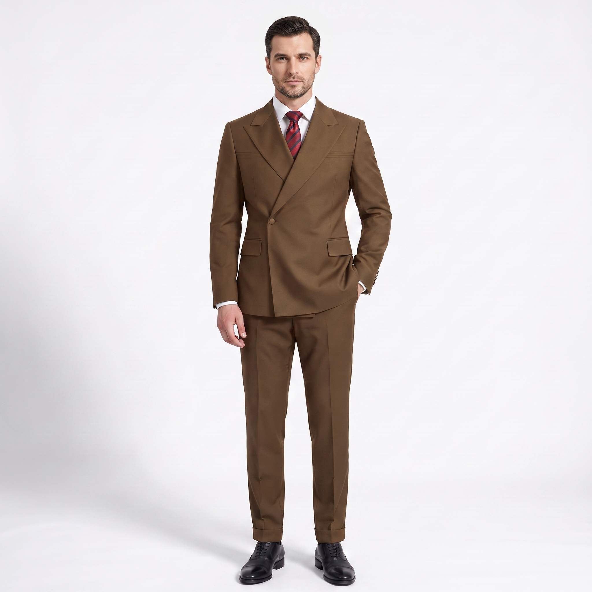 Ceehuteey Fashion 2 Pieces Men‘s Suit Flat Peak Lapel Suit (Blazer+Pants)