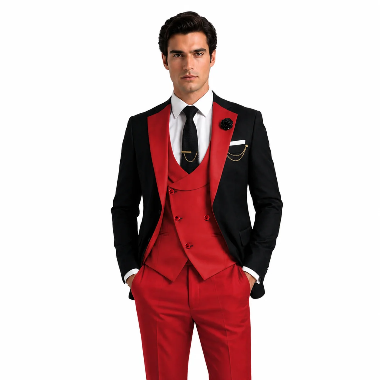 Ceehuteey Men's Suits 3 Pieces Notch Lapel Suits for Wedding (Blazer+Vest+Pant)