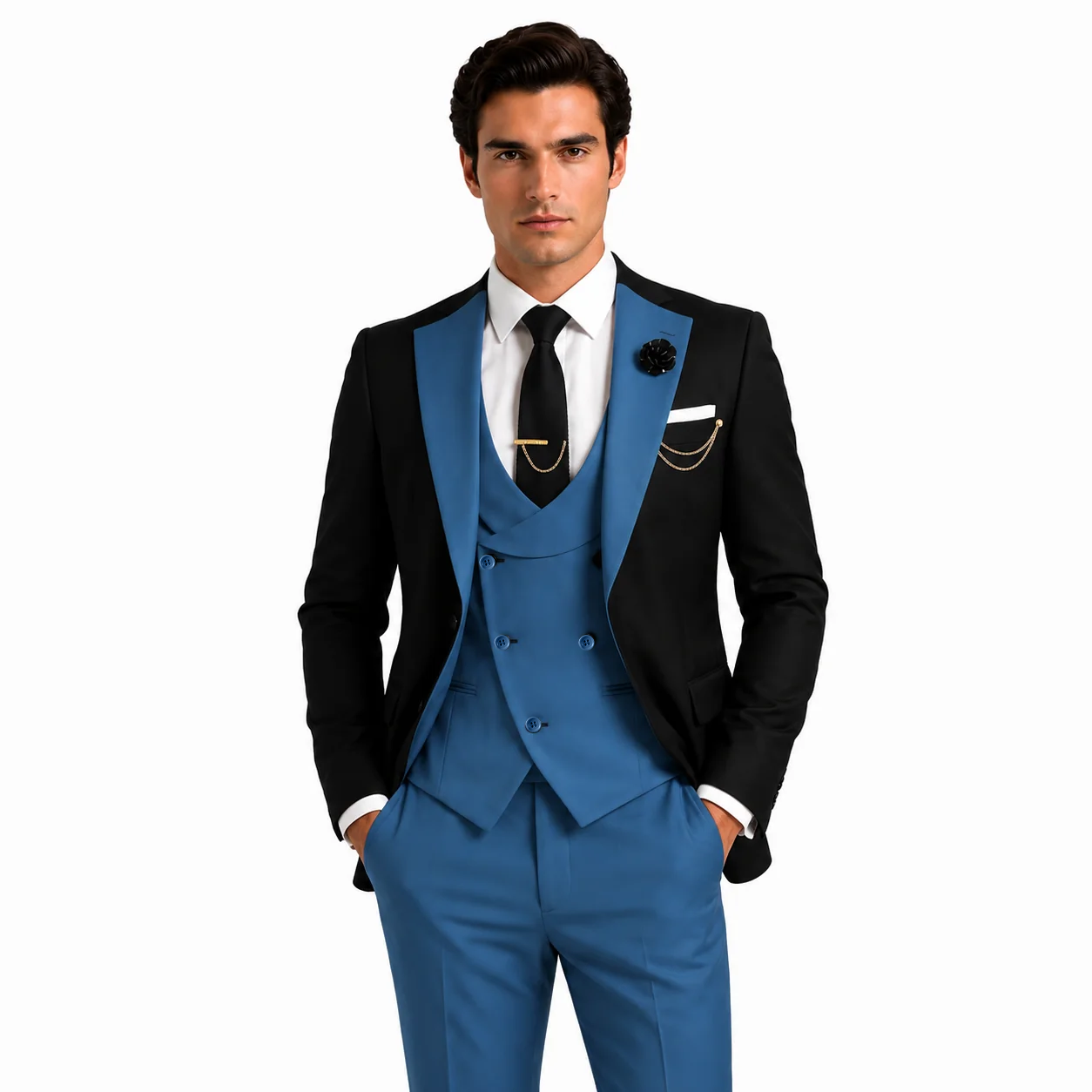Ceehuteey Men's Suits 3 Pieces Notch Lapel Suits for Wedding (Blazer+Vest+Pant)