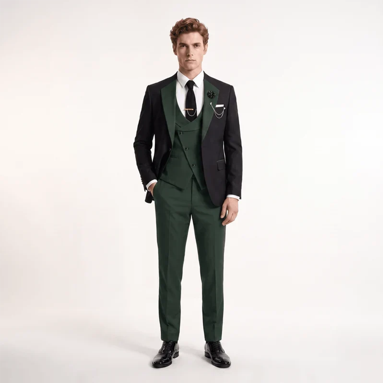Ceehuteey Men's Suits 3 Pieces Notch Lapel Suits for Wedding (Blazer+Vest+Pant)