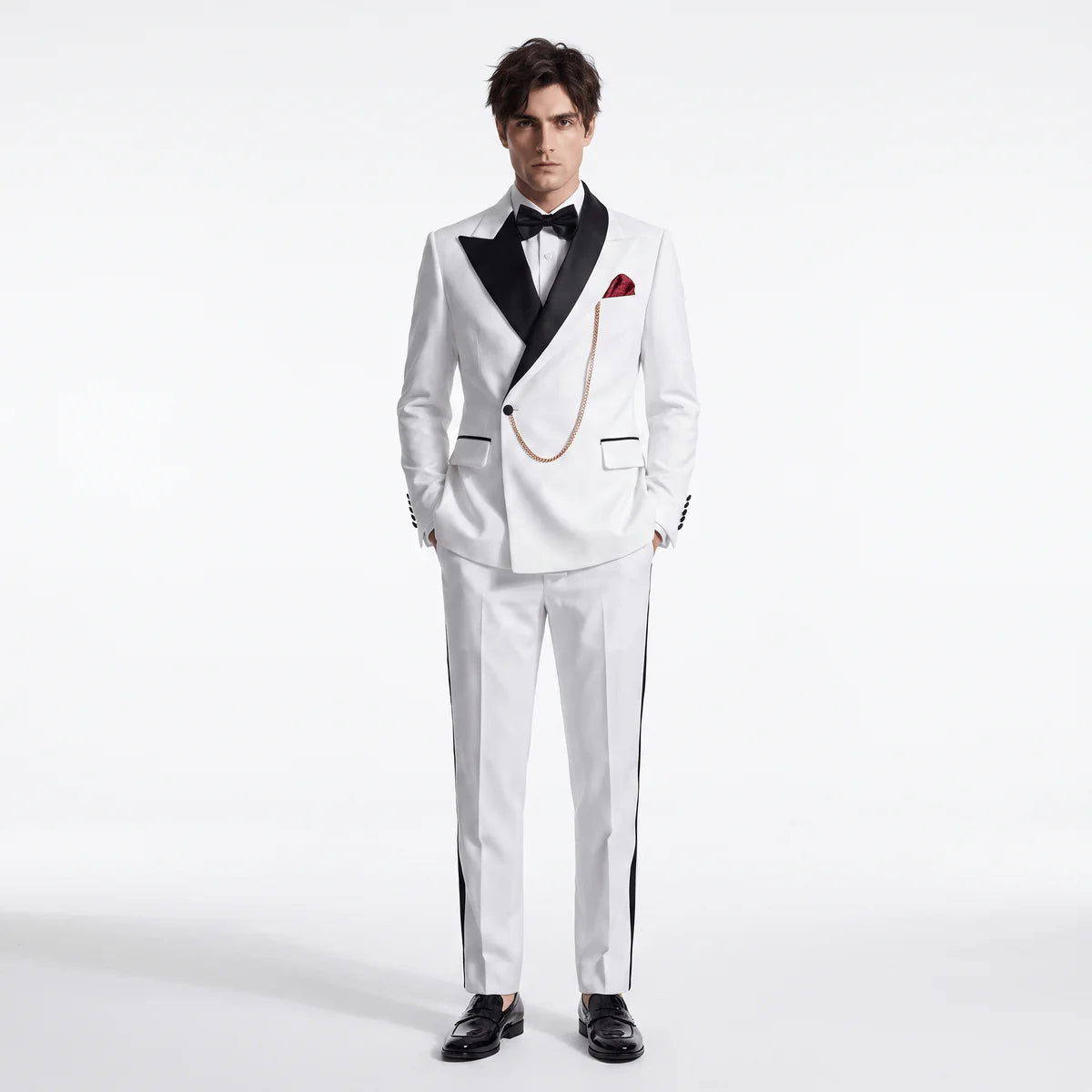 Ceehuteey Stylish Men's Suit 2 Pieces Peak Lapel Suits For Wedding (Blazer+Pants)