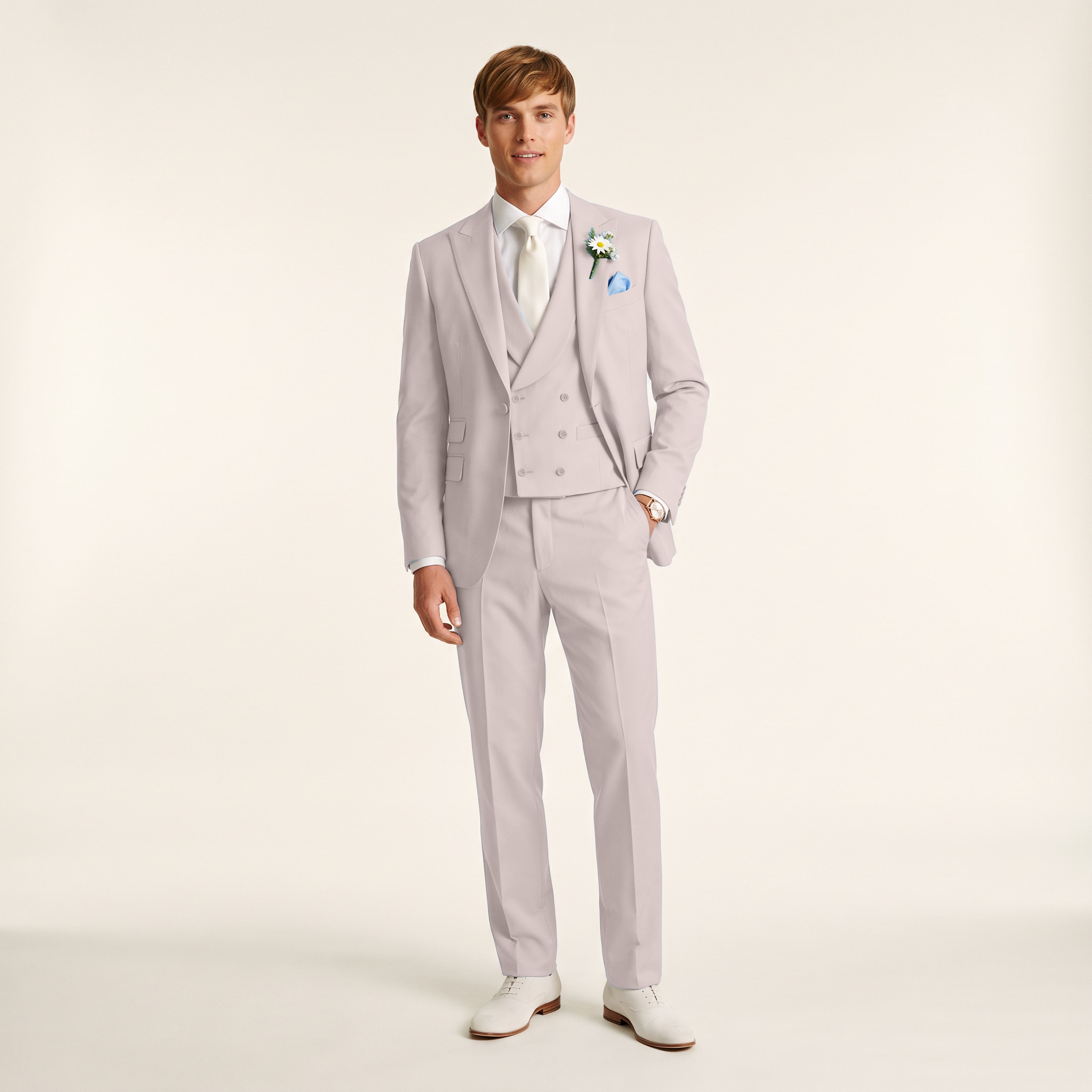 Ceehuteey 3 Pieces Men's Suits Double-Breasted Peak Lapel Suits (Blazer+Vest+Pants)