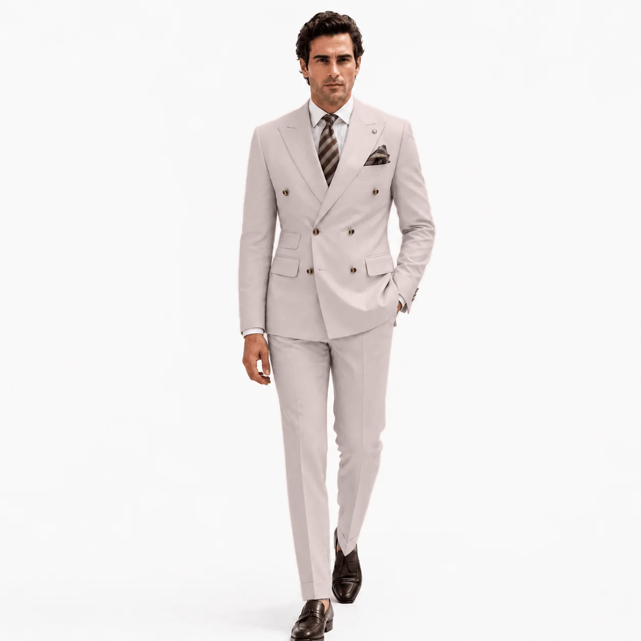 Ceehuteey Men's 2 Pieces Double Breasted Peak Lapel Gent Suit (Blazer+Pants)