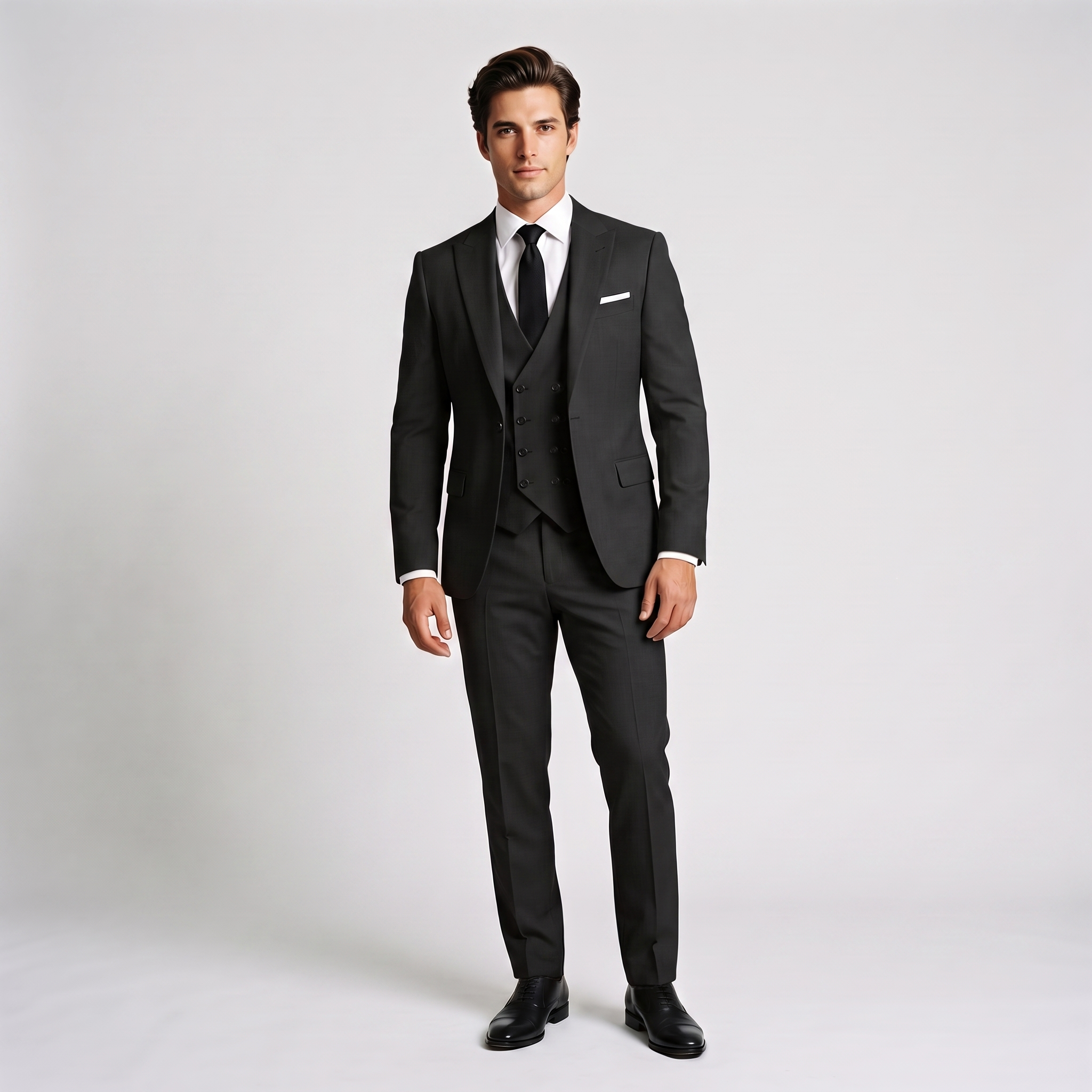 Ceehuteey 3 Pieces Men's Suit Flat Peak Lapel Suits (Blazer+Vest+Pants)