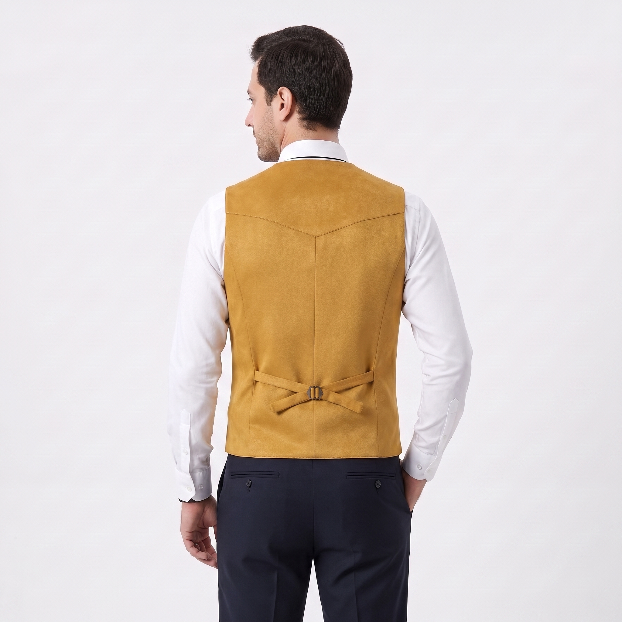 Ceehuteey Men's Suede Cowboy Suit Vest V Neck Waistcoat