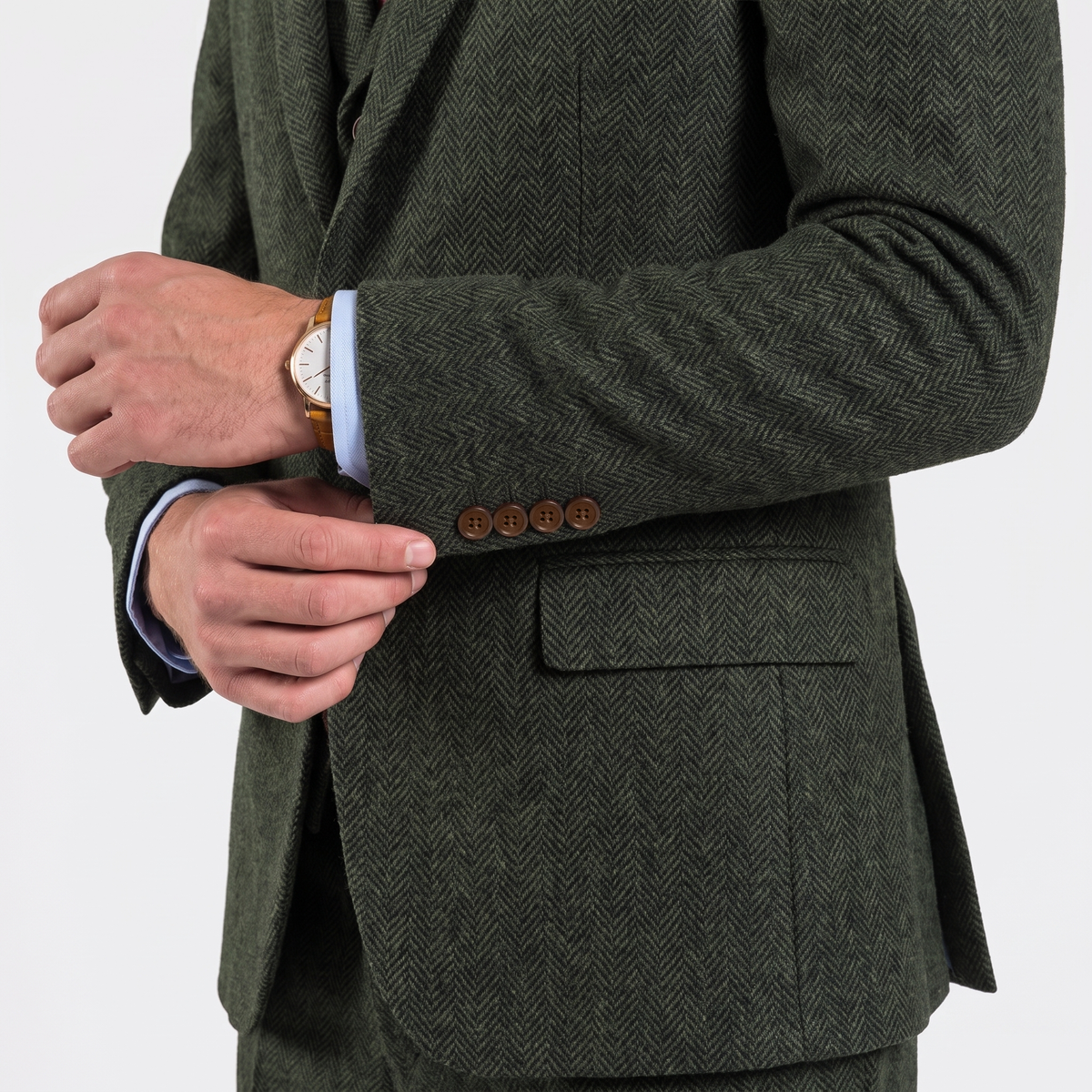 Ceehuteey Men's 3 Pieces Herringbone Tweed Notch Lapel Gent Suit (Blazer+Vest+Pants)