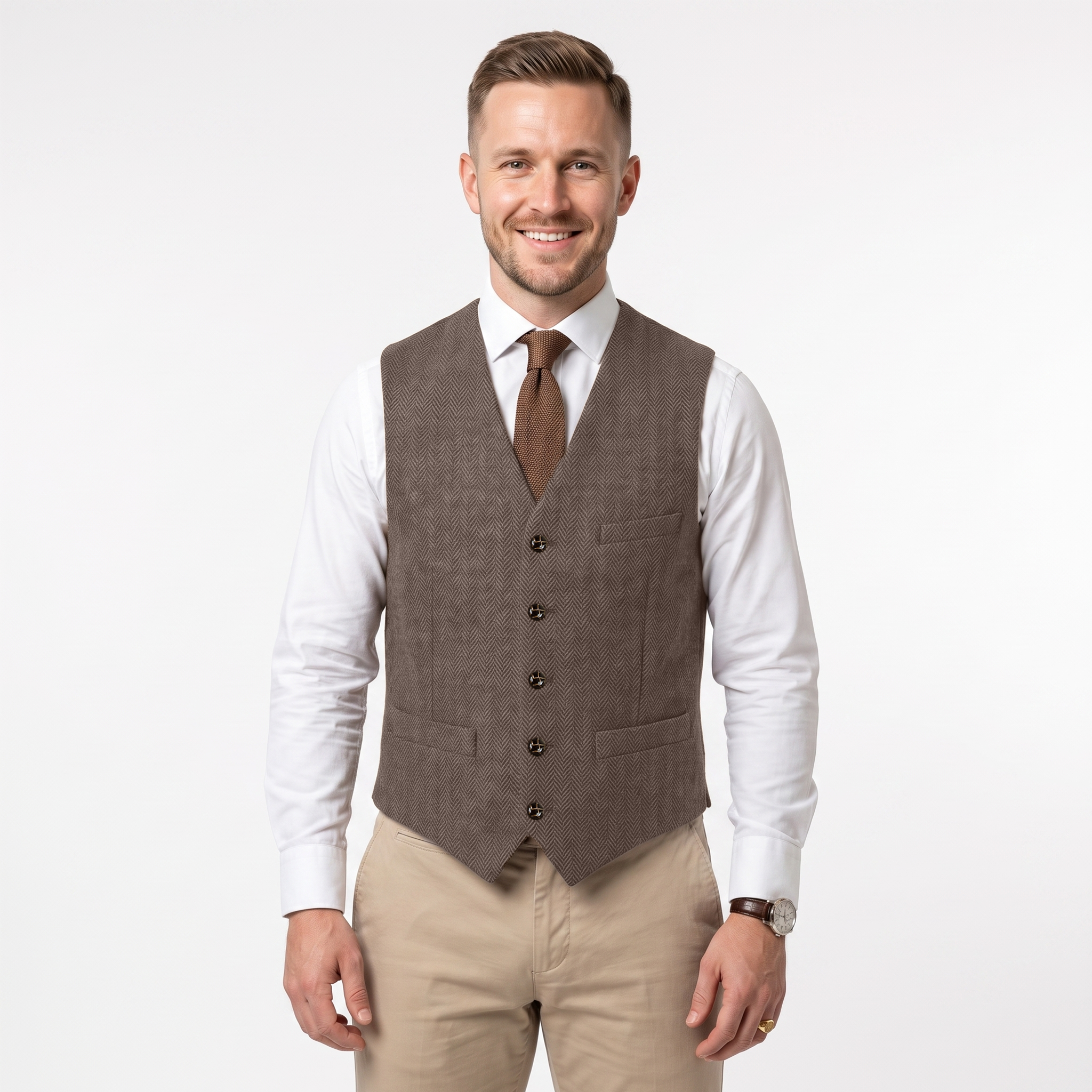 Ceehuteey Men's Suit Vest Herringbone V Neck Waistcoat