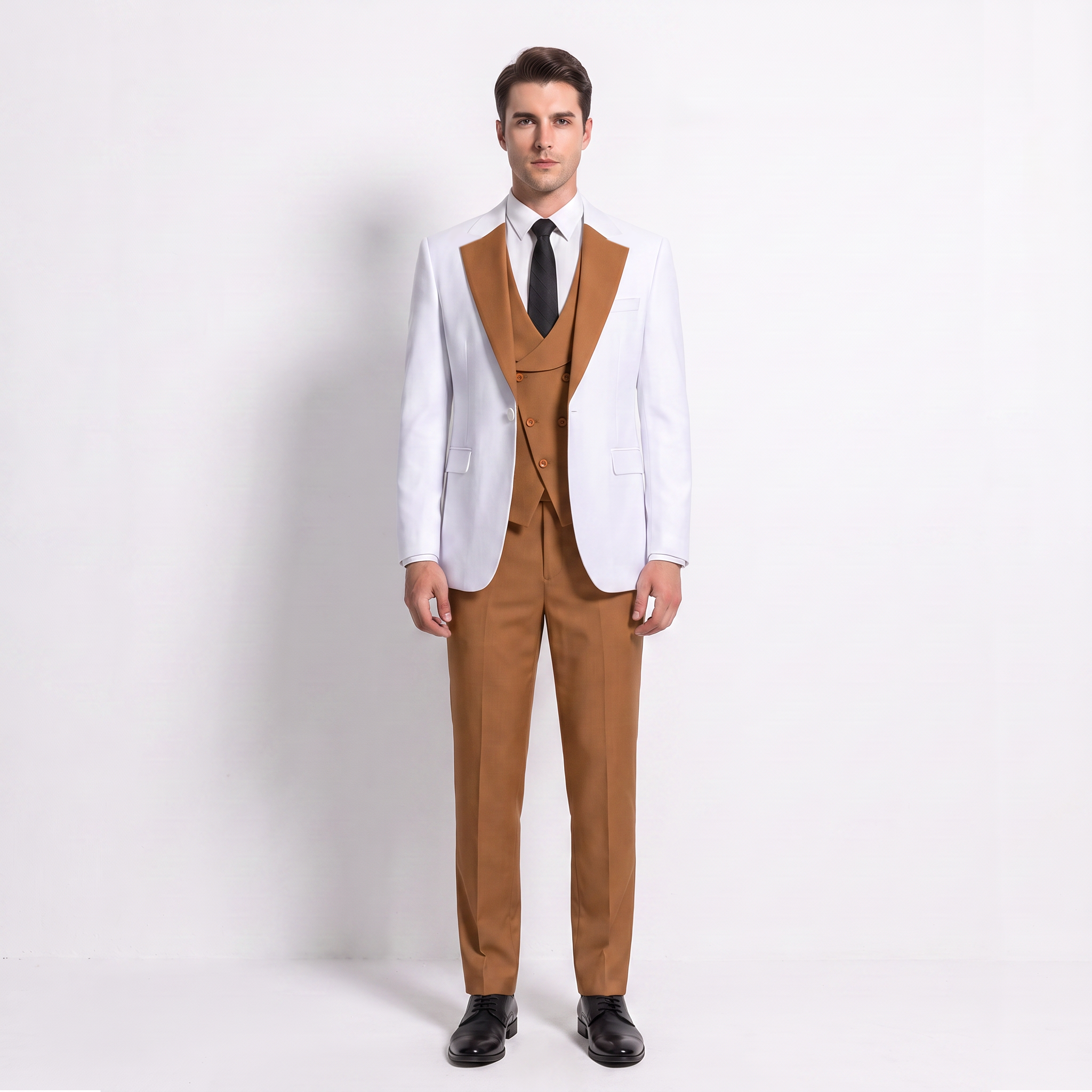 Ceehuteey Men's Suits Slim Fit 3 Pieces Notch Lapel Tuxedos (Blazer+Vest+ Pant)
