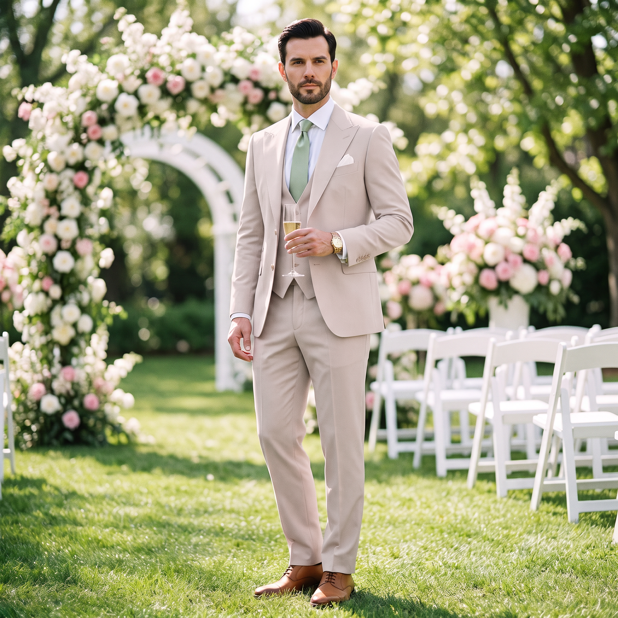 Ceehuteey Men's 3 Pieces Solid Peak Lapel Suits For Wedding (Blazer+Vest+Pants)