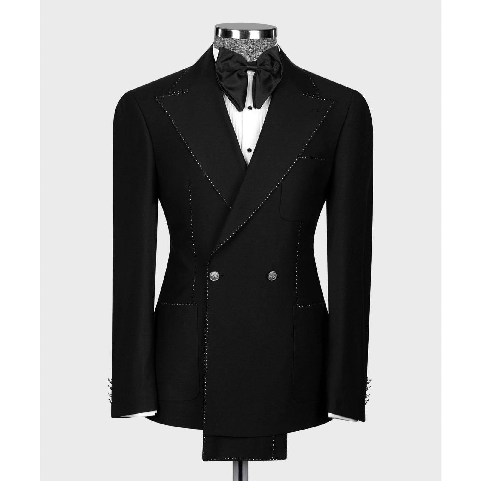 ceehuteey 2 Pieces Men's Walking seam Double Breasted Peak lapel Tuxedos suit (Blazer+Pants)