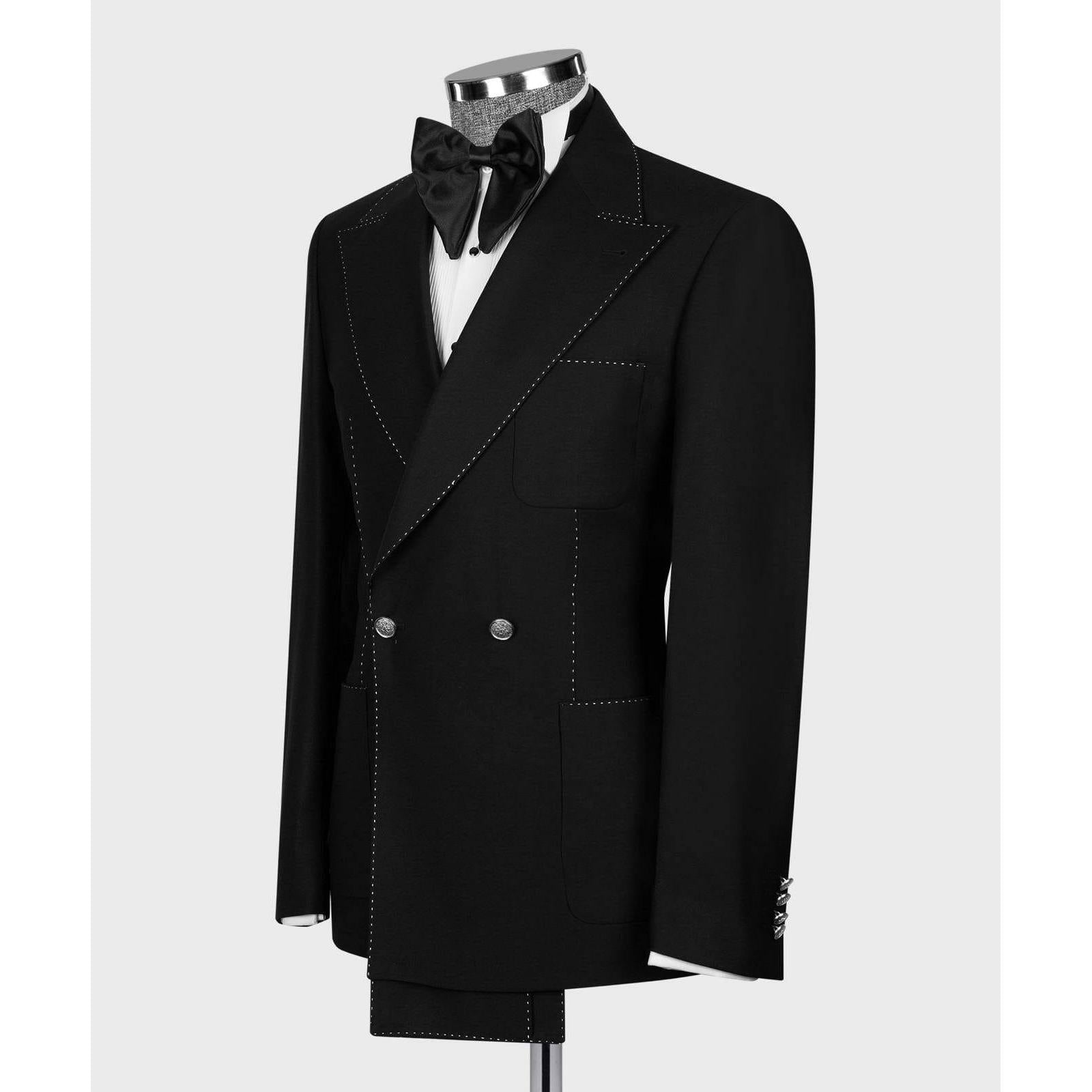 ceehuteey 2 Pieces Men's Walking seam Double Breasted Peak lapel Tuxedos suit (Blazer+Pants)