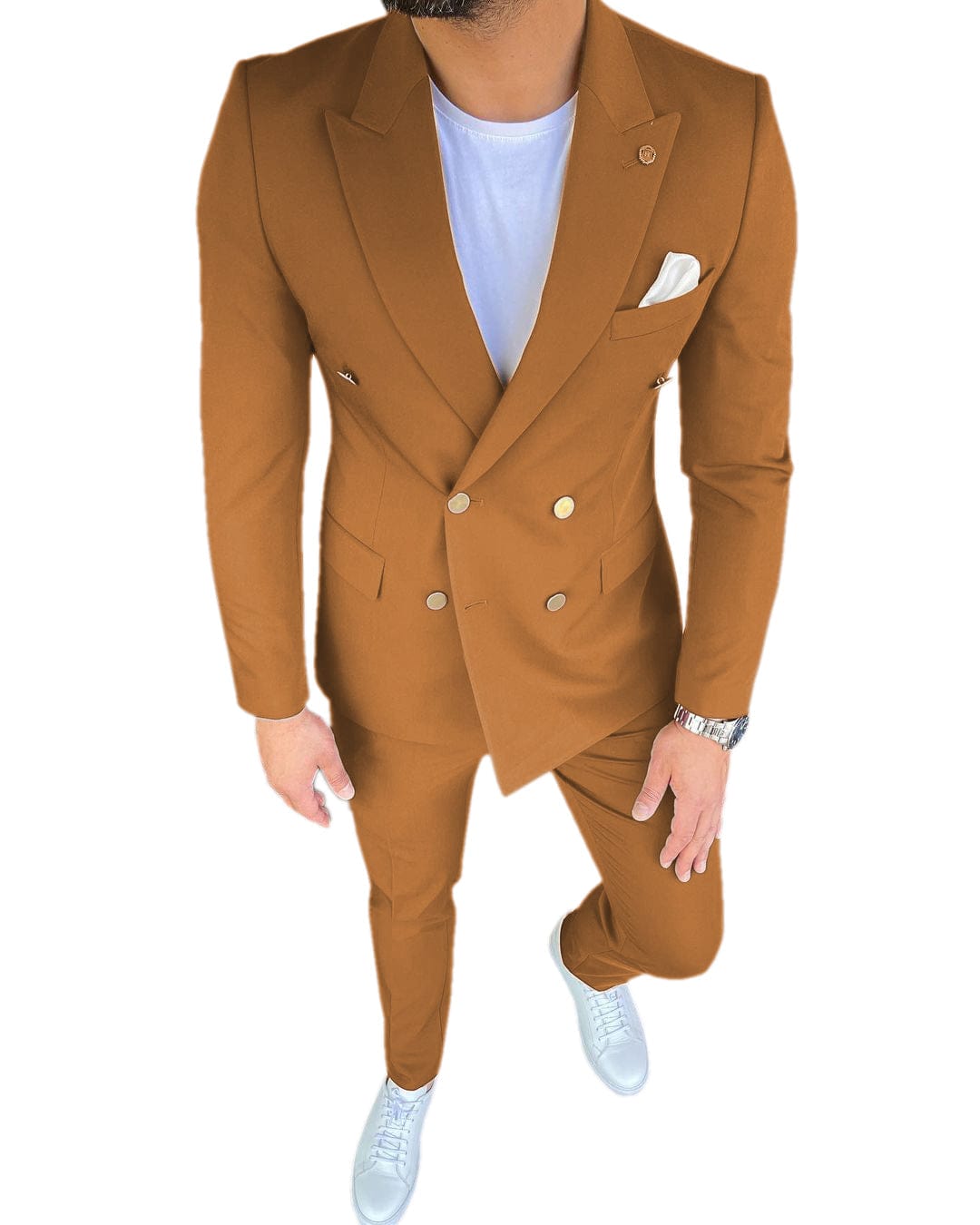 ceehuteey 2 Pieces Mens Formal  Suit Slim Fit Flat Peak Lapel Tuxedos (Blazer+Pants)