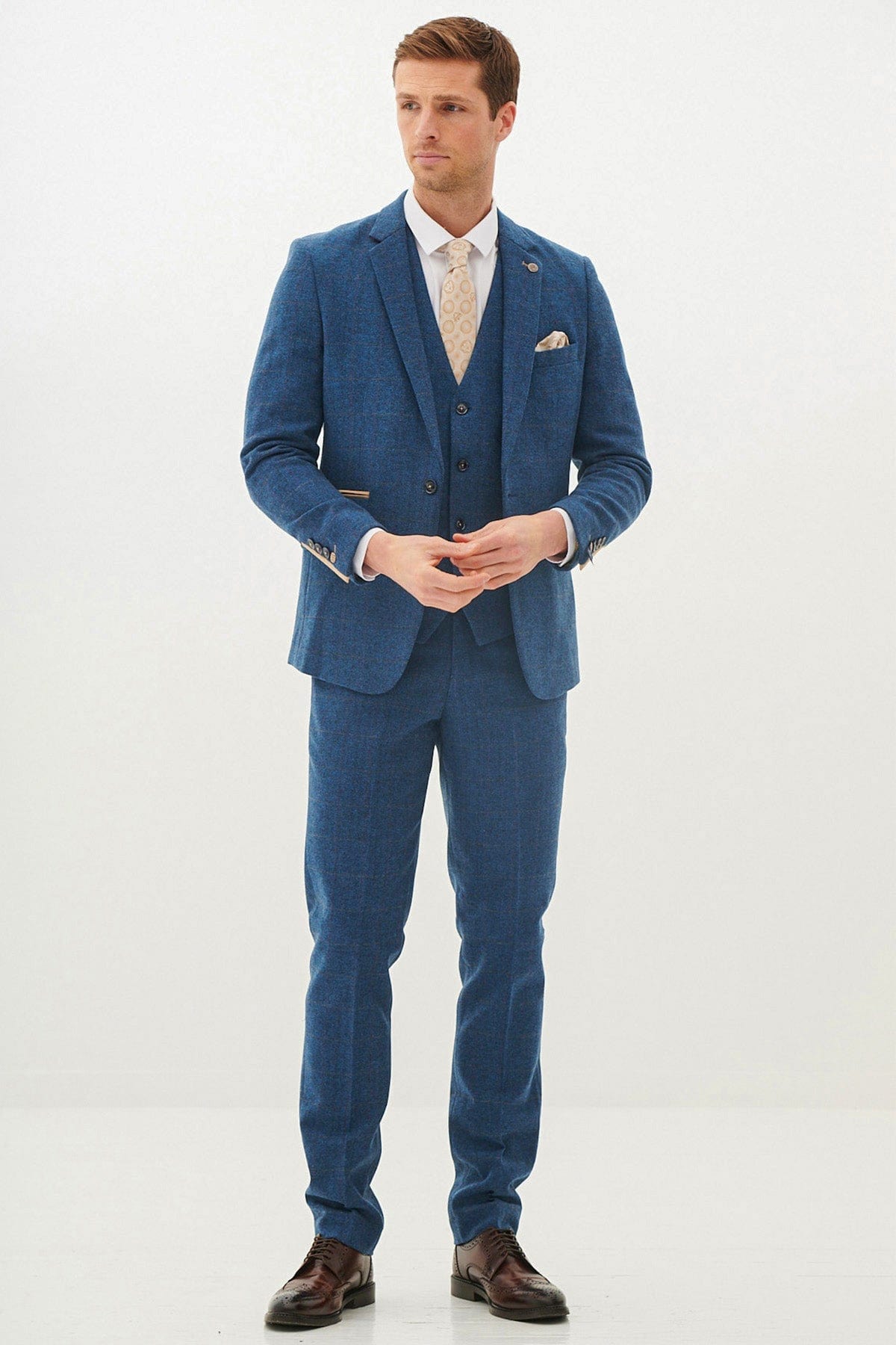 ceehuteey 3 Piece Fashion Mens Suit Herringbone Notch Lapel Tuxedos (Blazer+vest+Pants)