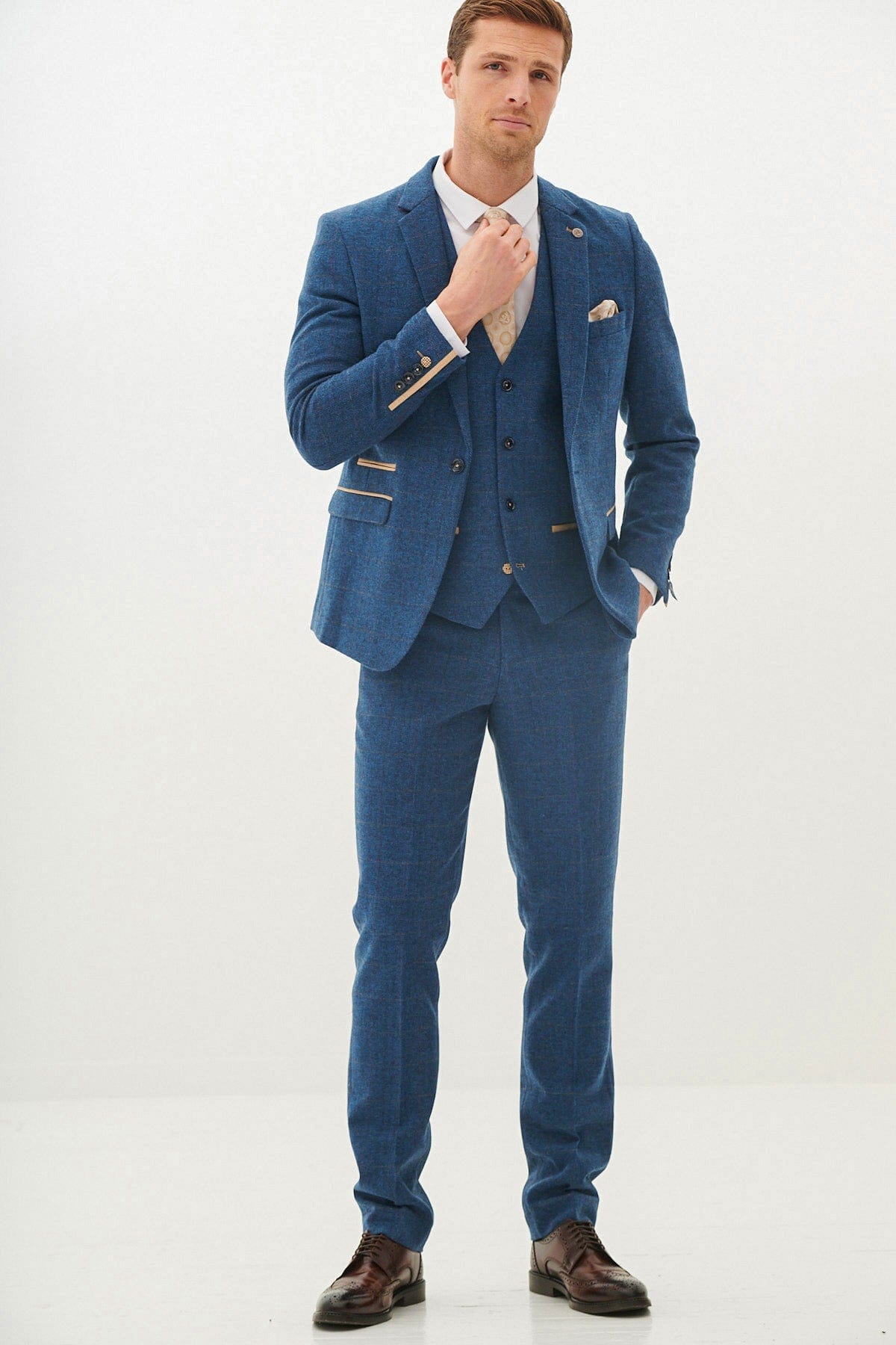 ceehuteey 3 Piece Fashion Mens Suit Herringbone Notch Lapel Tuxedos (Blazer+vest+Pants)