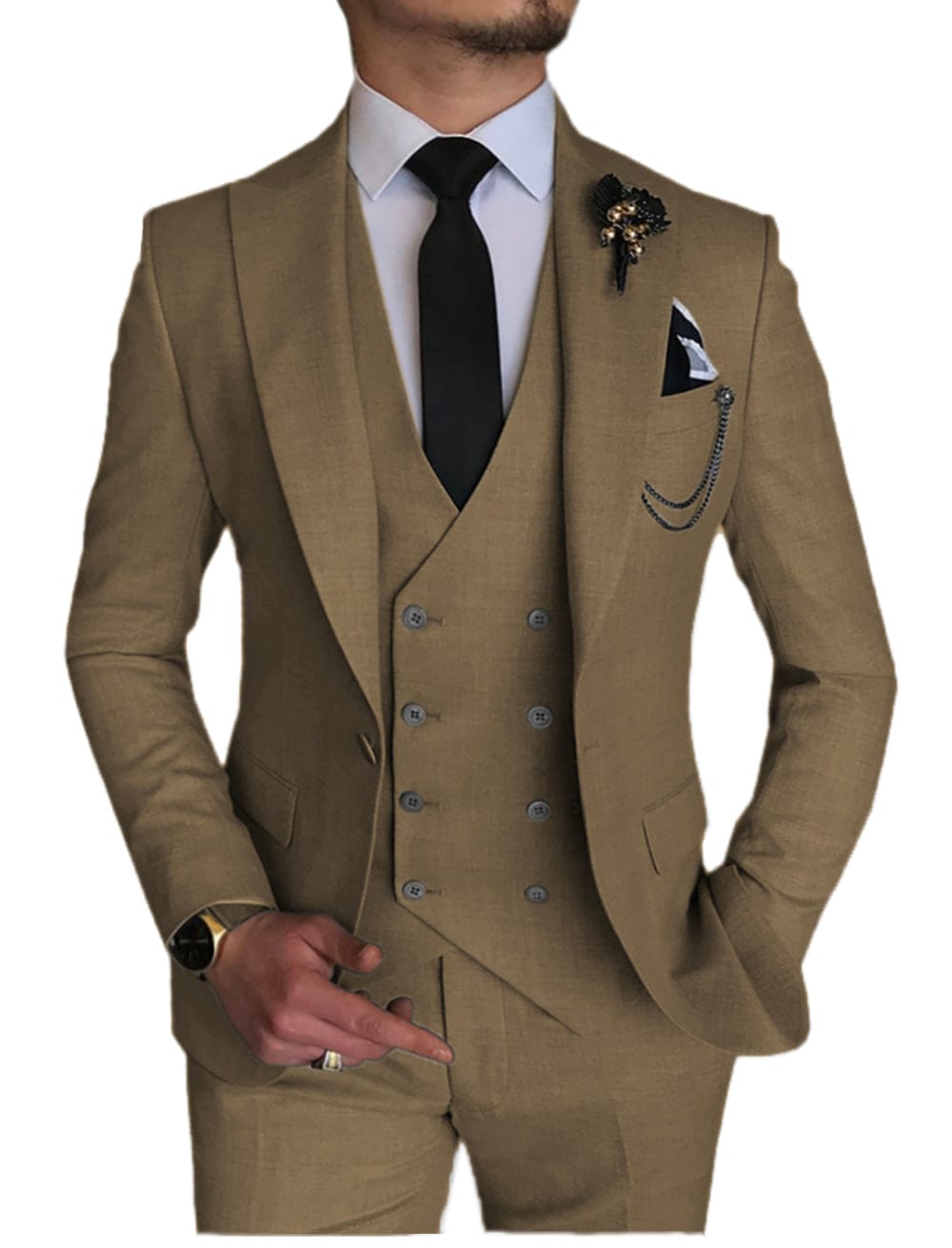 Men's Slim Business Formal Wedding Coat Pants Vest Leisure Blazer 3-Piece  Suit | eBay