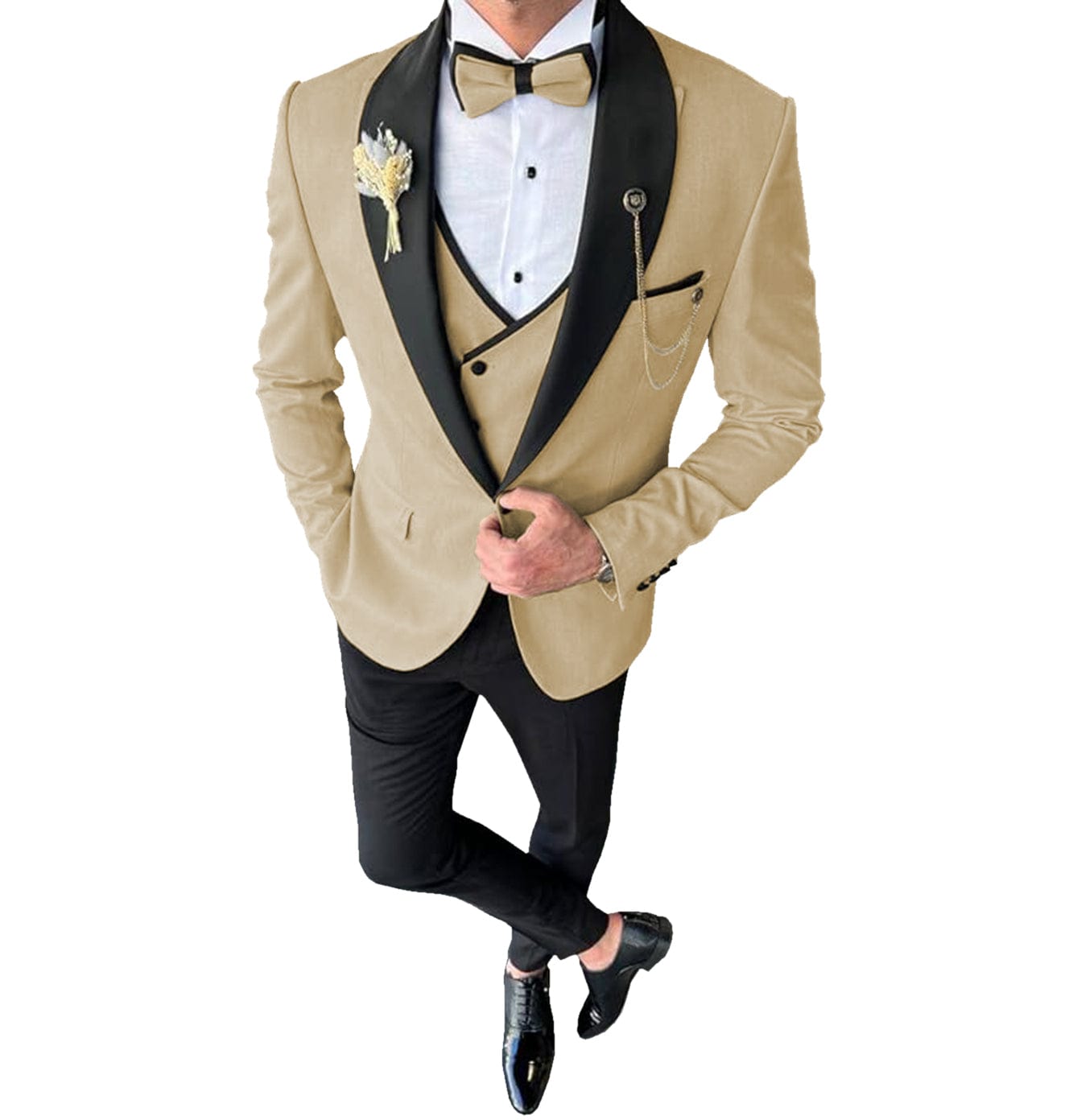 ceehuteey 3 Piece Mens Suit  Shawl Lapel Prom  For Wedding Tuxedos (Blazer + Vest + Pants)