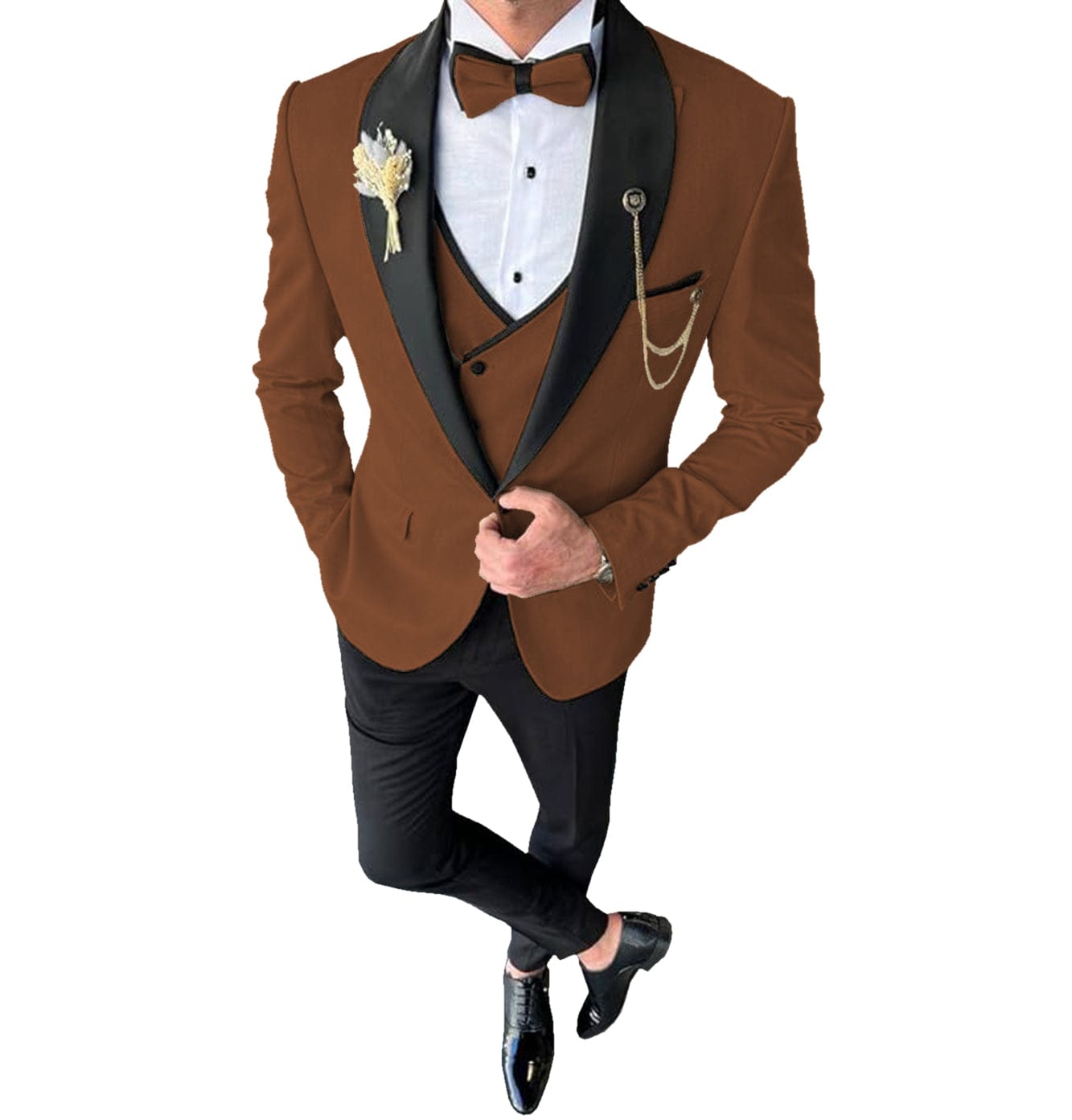 ceehuteey 3 Piece Mens Suit  Shawl Lapel Prom  For Wedding Tuxedos (Blazer + Vest + Pants)