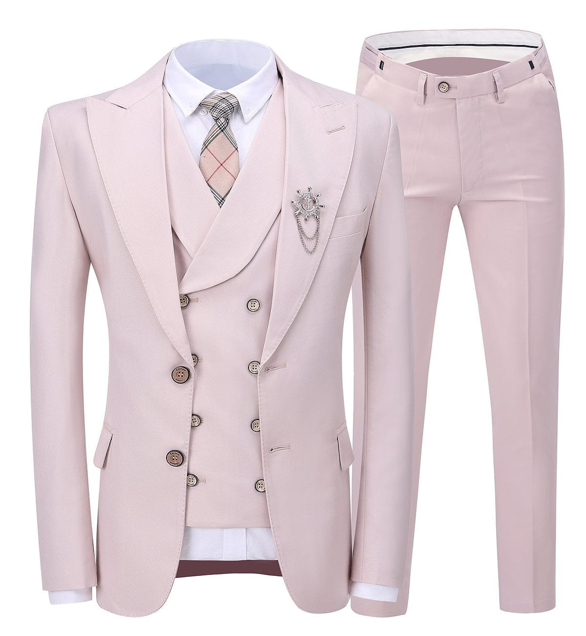 ceehuteey 3 Pieces Business Mens Suit Peak Lapel Blazer Formal (Blazer+vest+Pants)