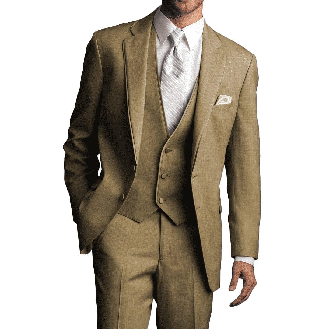 ceehuteey 3 Pieces Men's Solid Notch Lapel Fashion Linen Flat Suit for Men (Blazer+Vest+Pants)