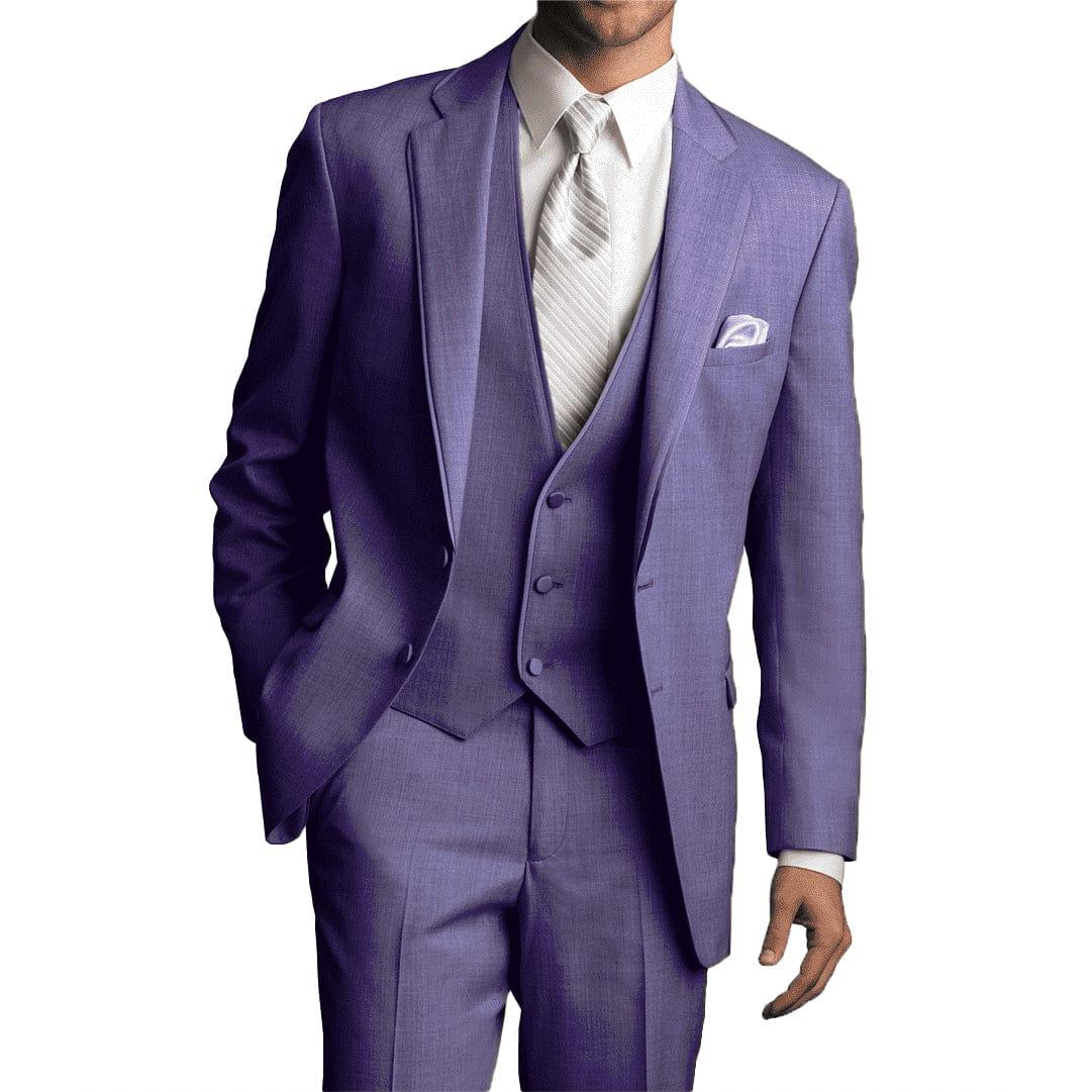 ceehuteey 3 Pieces Men's Solid Notch Lapel Fashion Linen Flat Suit for Men (Blazer+Vest+Pants)