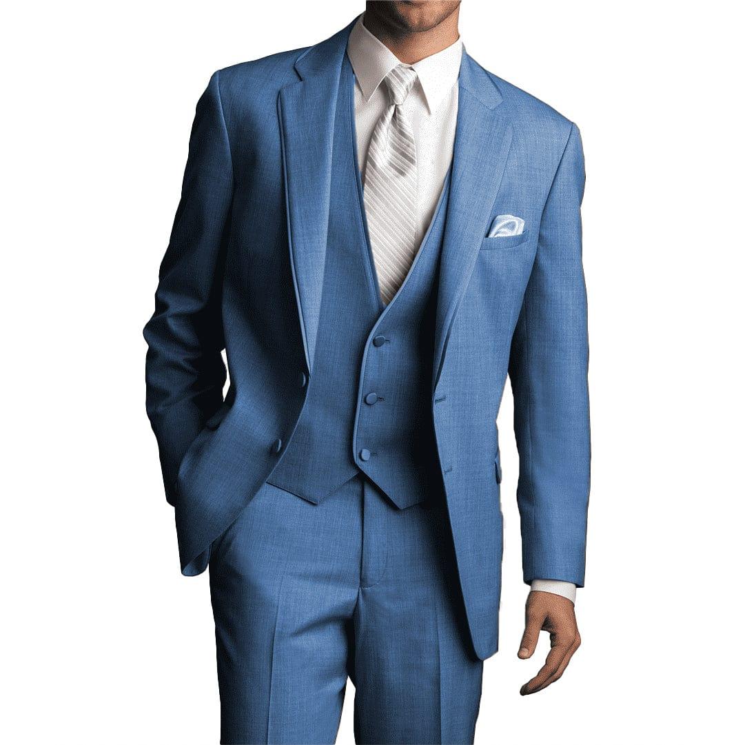 ceehuteey 3 Pieces Men's Solid Notch Lapel Fashion Linen Flat Suit for Men (Blazer+Vest+Pants)