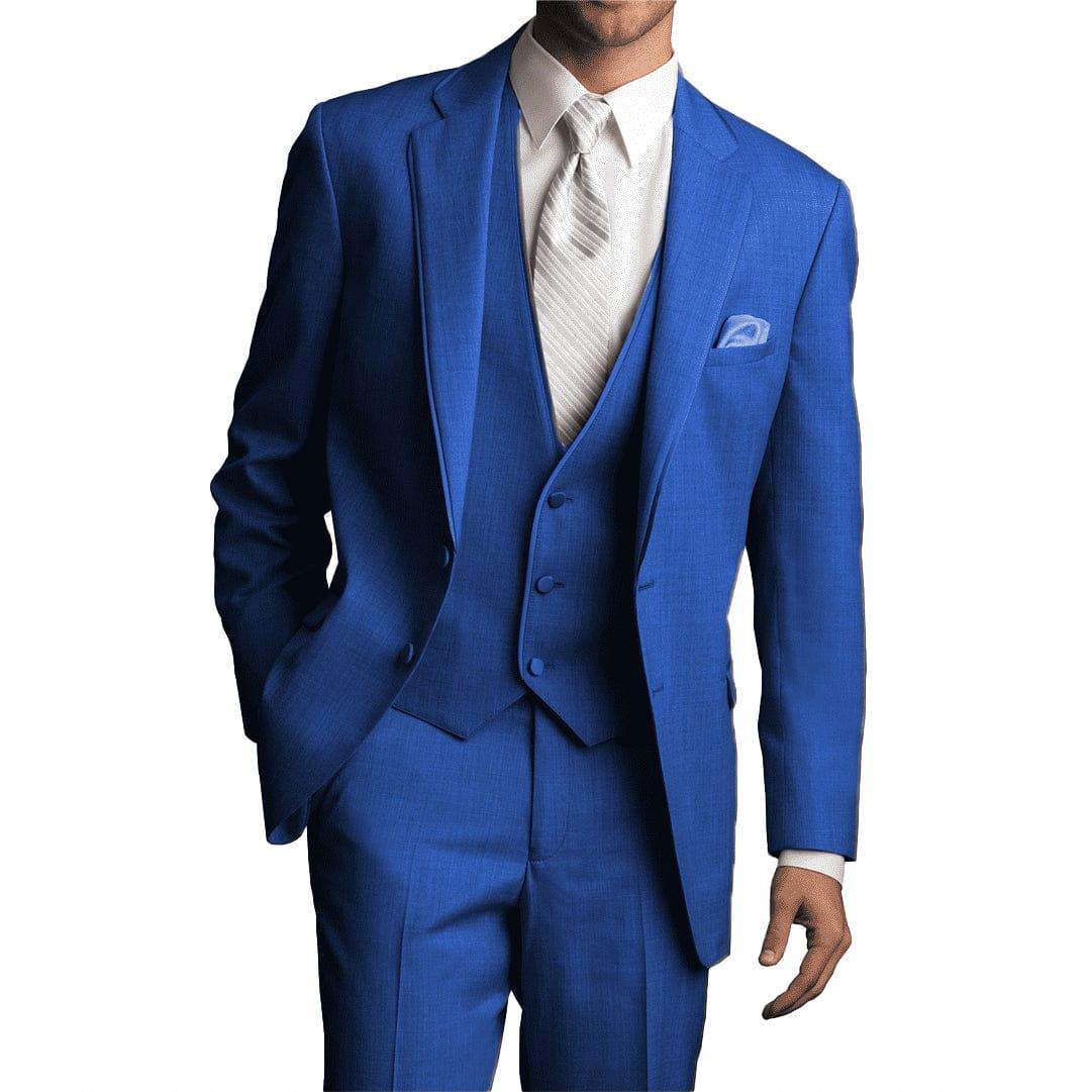 ceehuteey 3 Pieces Men's Solid Notch Lapel Fashion Linen Flat Suit for Men (Blazer+Vest+Pants)