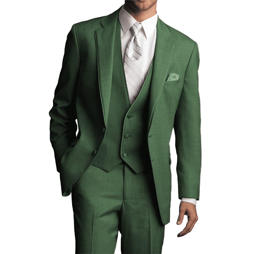 ceehuteey 3 Pieces Men's Solid Notch Lapel Fashion Linen Flat Suit for Men (Blazer+Vest+Pants)