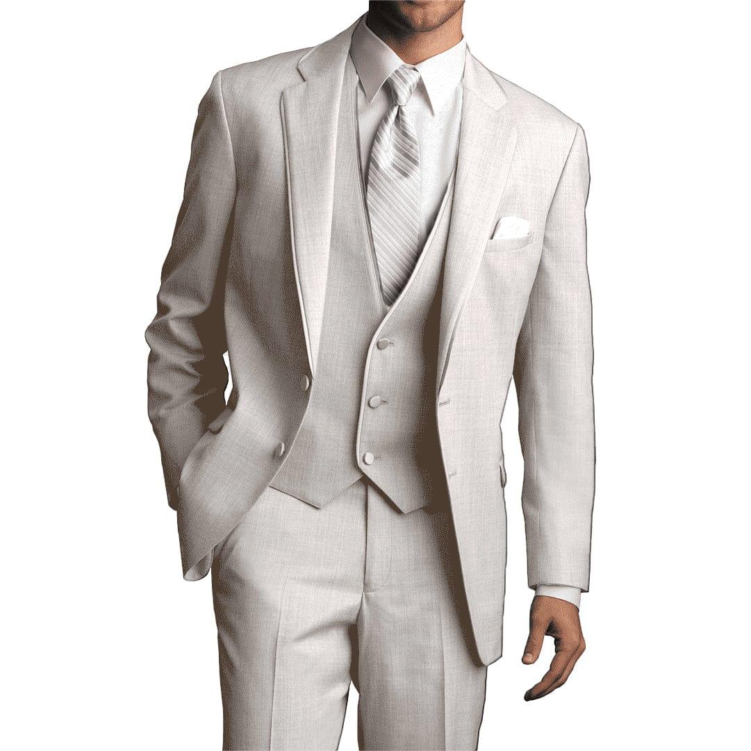 ceehuteey 3 Pieces Men's Solid Notch Lapel Fashion Linen Flat Suit for Men (Blazer+Vest+Pants)