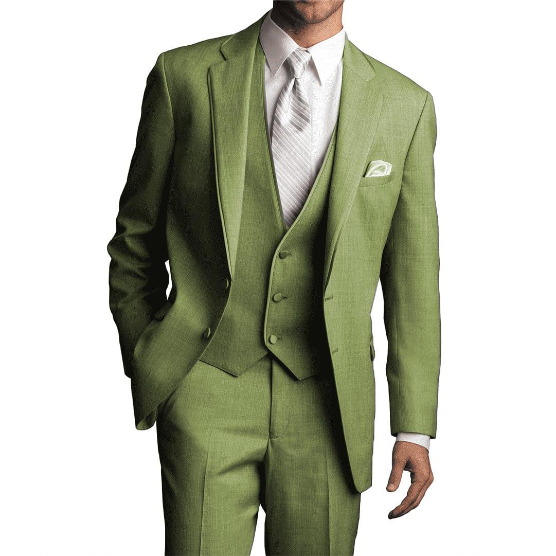 ceehuteey 3 Pieces Men's Solid Notch Lapel Fashion Linen Flat Suit for Men (Blazer+Vest+Pants)