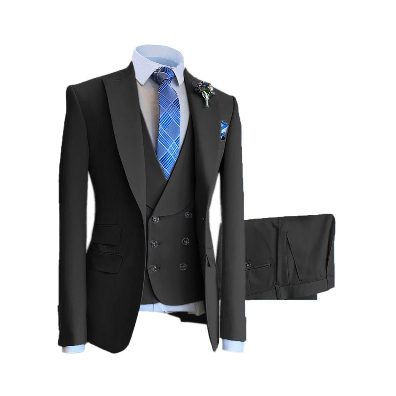 ceehuteey 3 Pieces Mens Suit Design Slim Fit Peak Lapel Tuxedos (Blazer+vest+Pants)