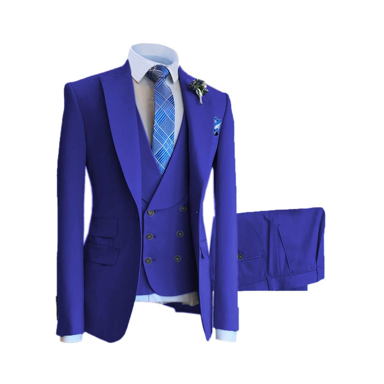 ceehuteey 3 Pieces Mens Suit Design Slim Fit Peak Lapel Tuxedos (Blazer+vest+Pants)