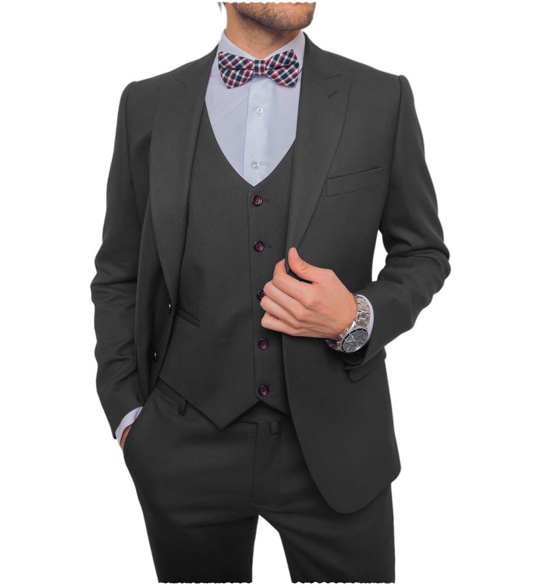 ceehuteey Business Flat 3 Pieces Men's Suit Blazer (Blazer+vest+Pants)