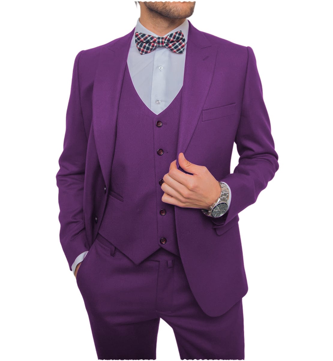 ceehuteey Business Flat 3 Pieces Men's Suit Blazer (Blazer+vest+Pants)