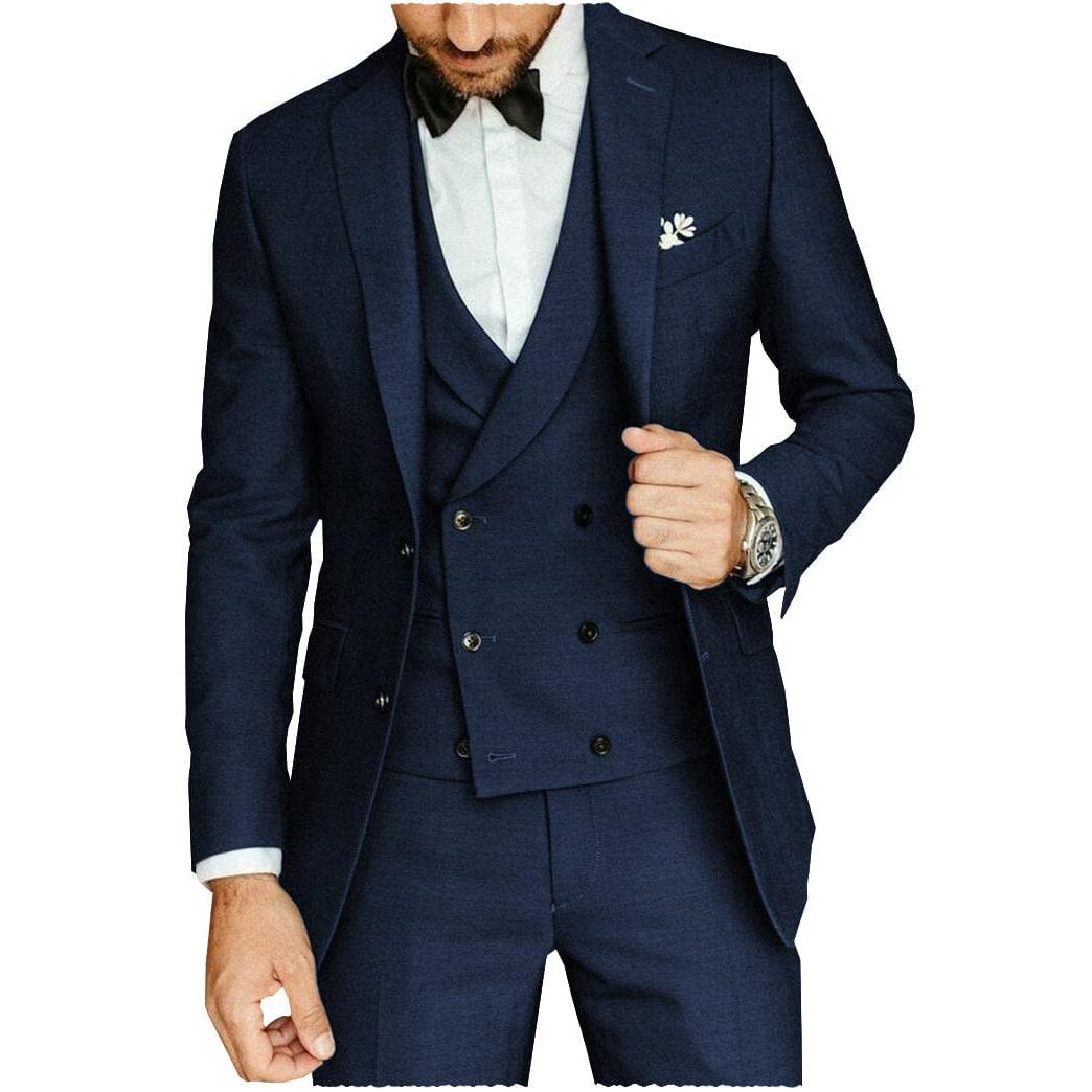 ceehuteey Casual Men's 3 Pieces  Notch Lapel Tuxedos Burgundy (Blazer+vest+Pants)