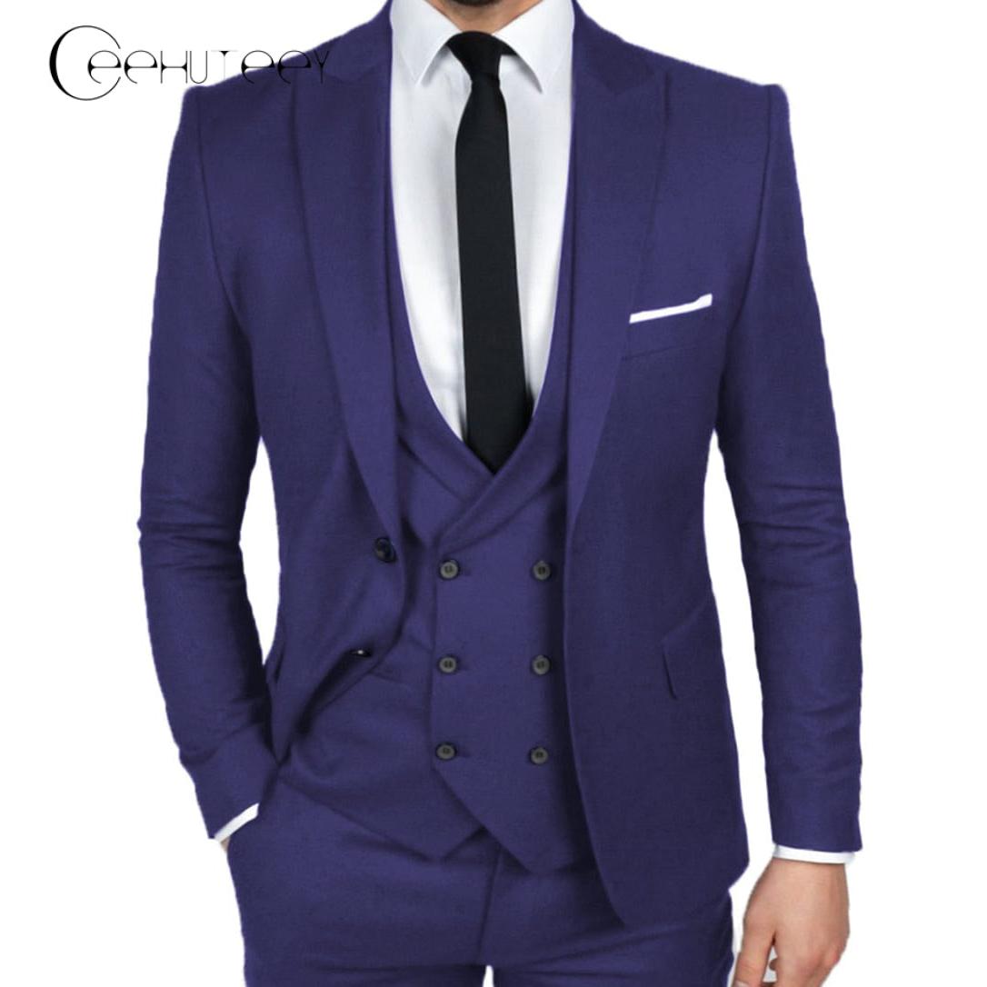 ceehuteey Causal Men's 3 Pieces Dinner Suit Peak Lapel Tuxedos Groom (Blazer+vest+Pants)