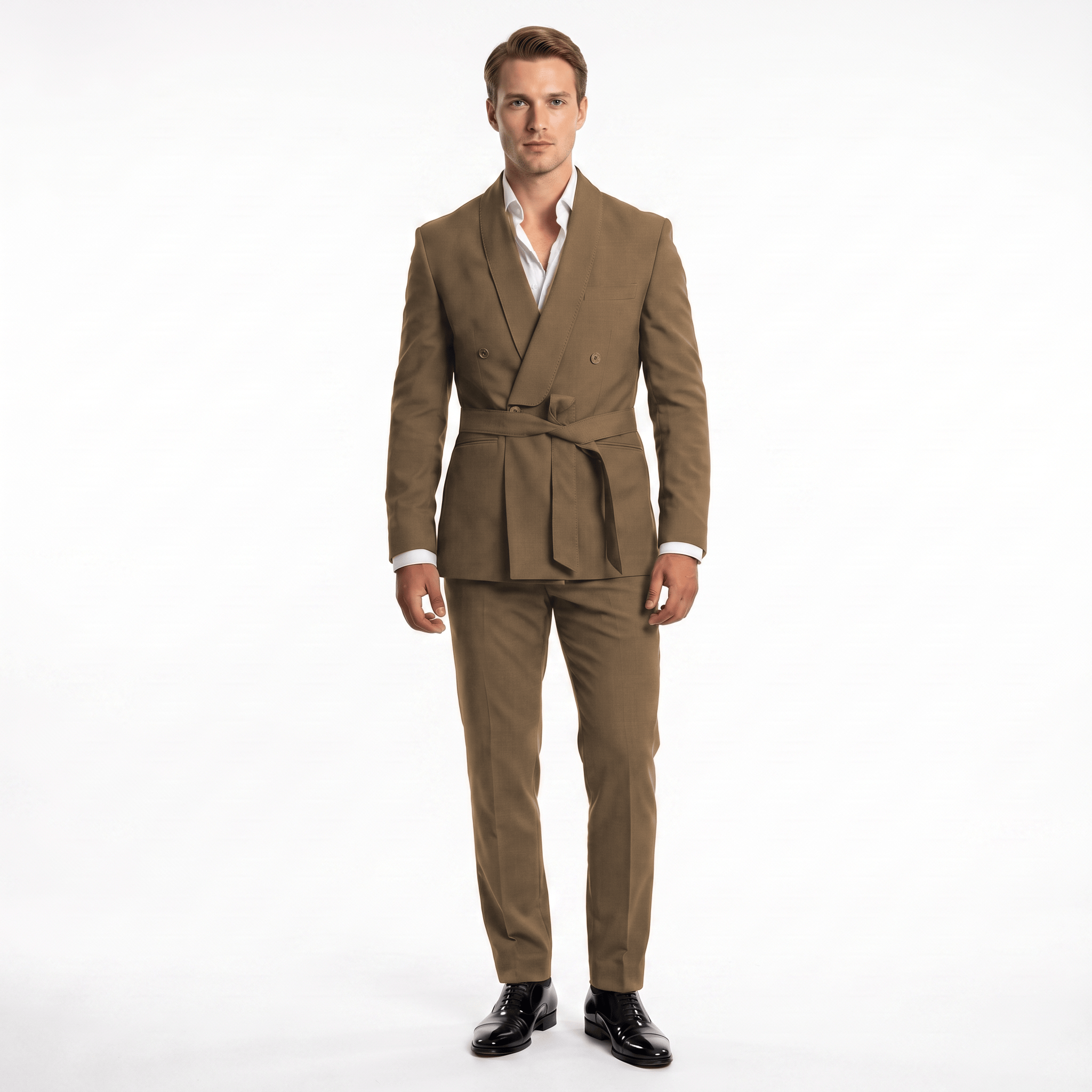 Ceehuteey Ceehuteey 2 Pieces Men's Double Breasts Shawl Lapel Men's Suit (Blazer+Pants)