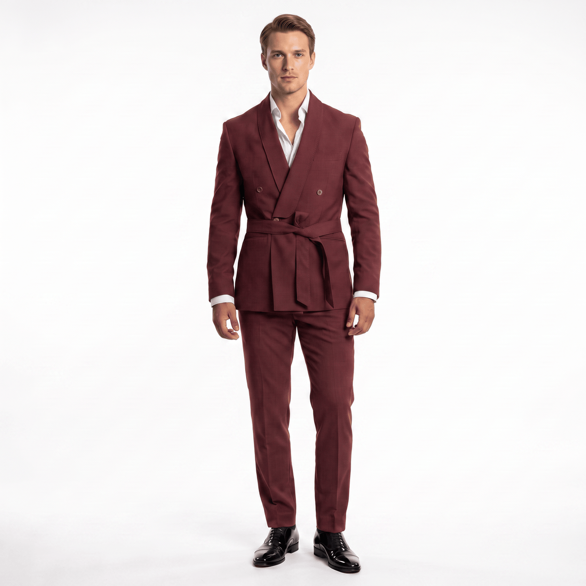 Ceehuteey Ceehuteey 2 Pieces Men's Double Breasts Shawl Lapel Men's Suit (Blazer+Pants)