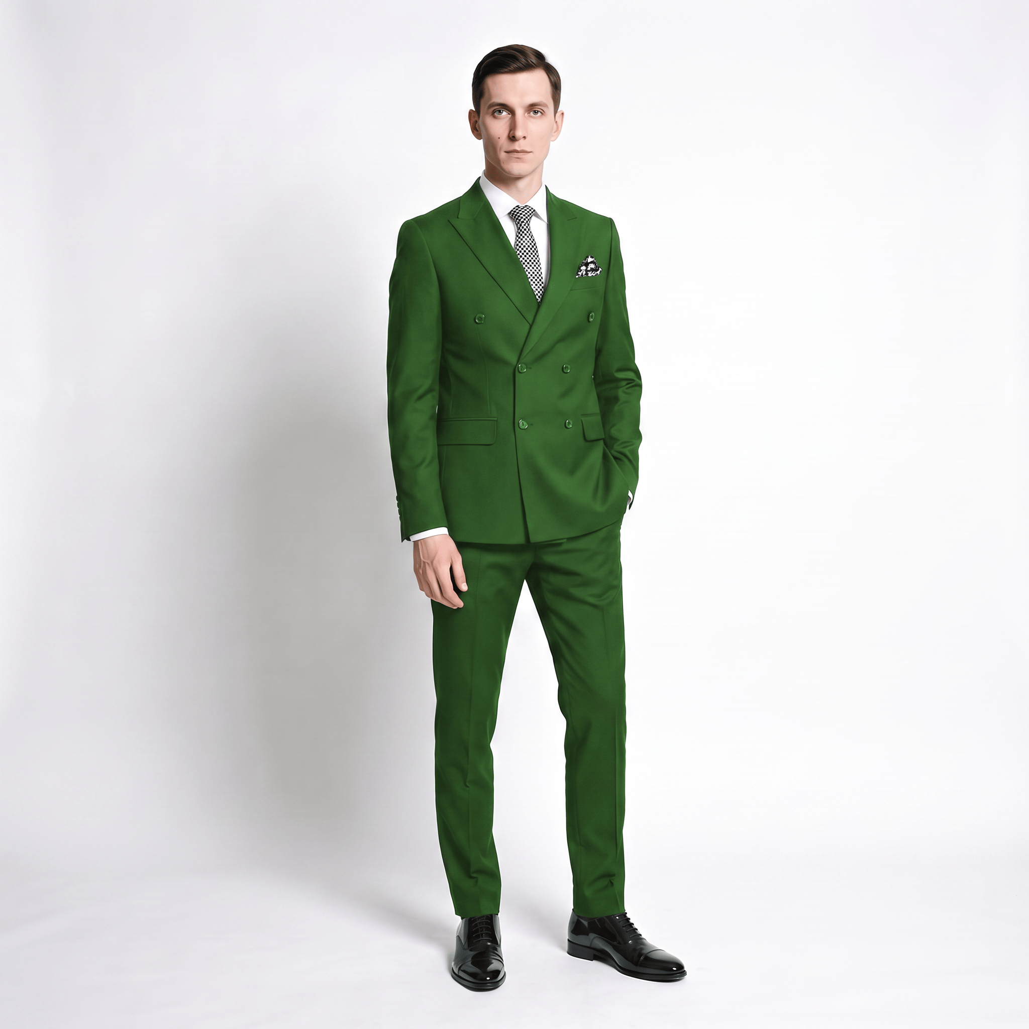Ceehuteey Ceehuteey 2 Pieces Men's Suit Slim Fit Flat Double Breasted Peak Lapel Suits (Blazer+Pants)