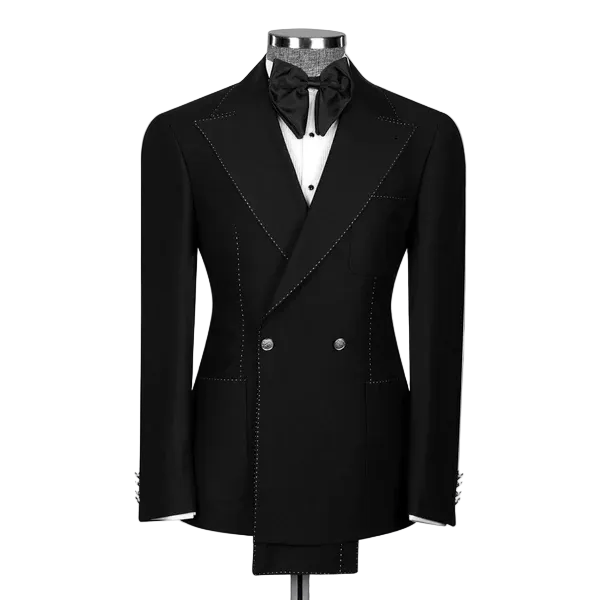 ceehuteey Ceehuteey 2 Pieces Men's Walking seam Double Breasted Peak lapel Tuxedos suit (Blazer+Pants)