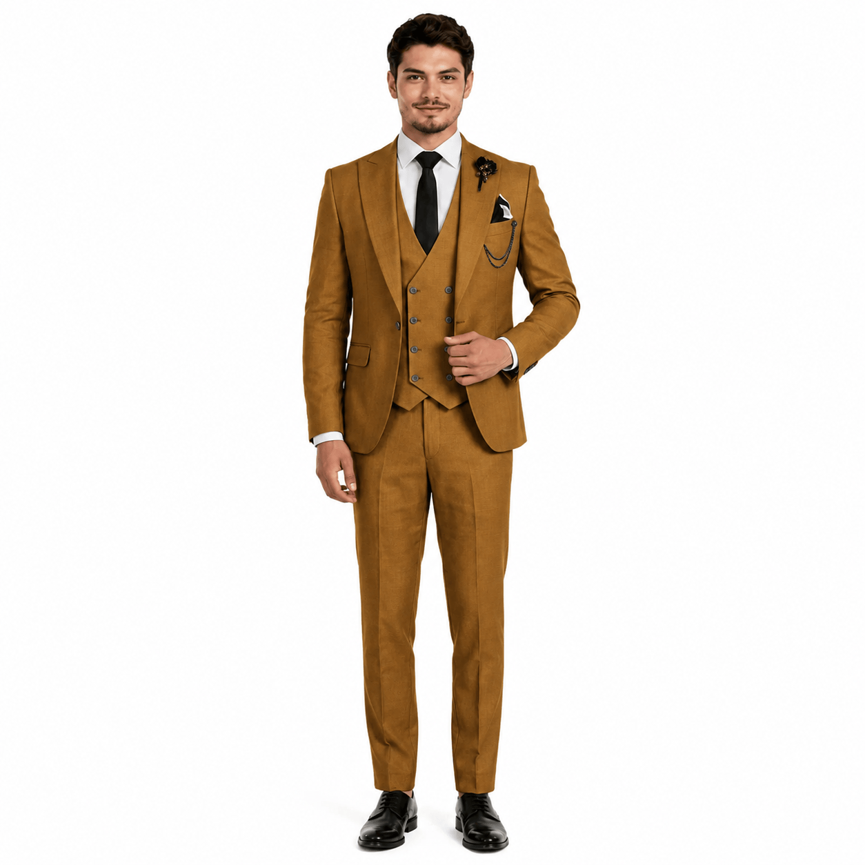 Ceehuteey Ceehuteey 3 Piece Mens Suit Double Breasted Prom Peak Lapel Suit (Blazer + Vest + Pants)