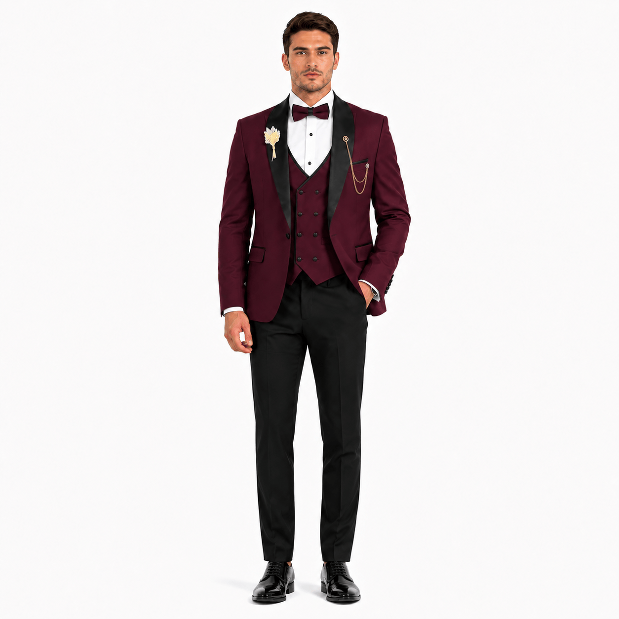 Ceehuteey Ceehuteey 3 Piece Mens Suit Shawl Lapel Prom For Suits (Blazer + Vest + Pants)
