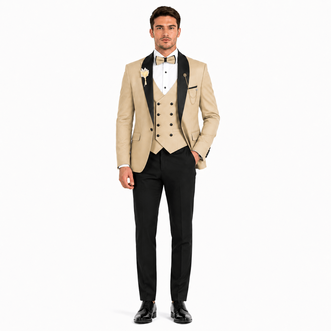 Ceehuteey Ceehuteey 3 Piece Mens Suit Shawl Lapel Prom For Suits (Blazer + Vest + Pants)