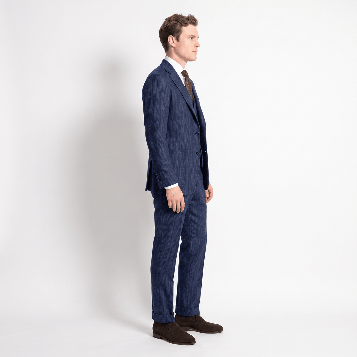 Ceehuteey Ceehuteey 3 Pieces Mens Suit Herringbone Notch Lapel Suits (Blazer+Vest+Pants)