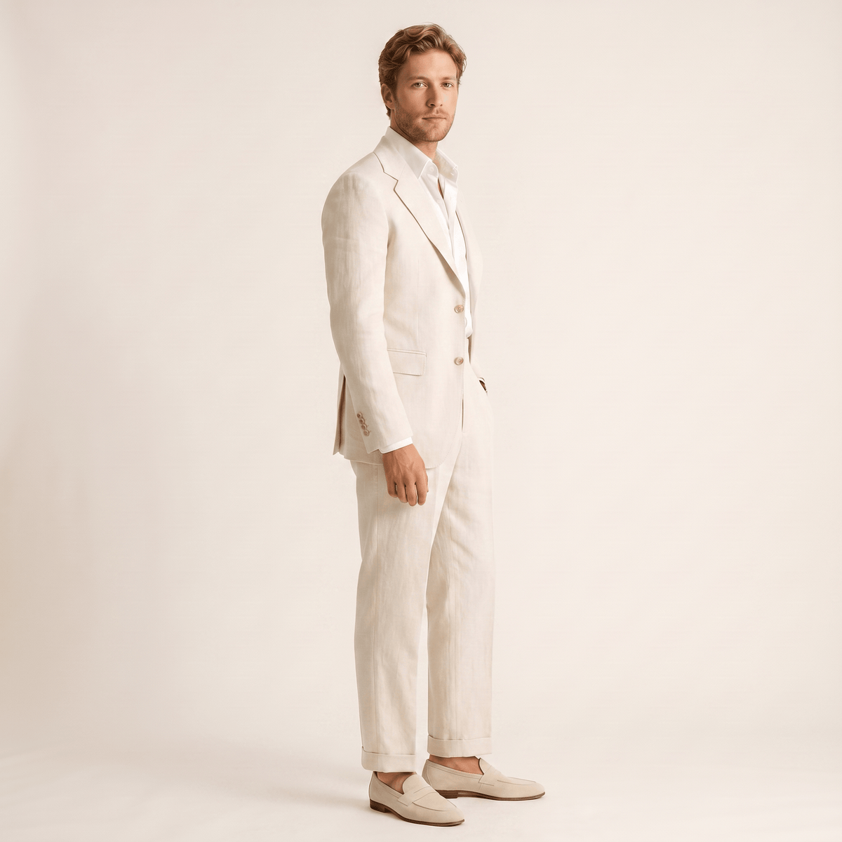 Ceehuteey Ceehuteey Classic 2 Pieces Linen Notch Lapel Leisure Men's suit (Blazer+Pants)