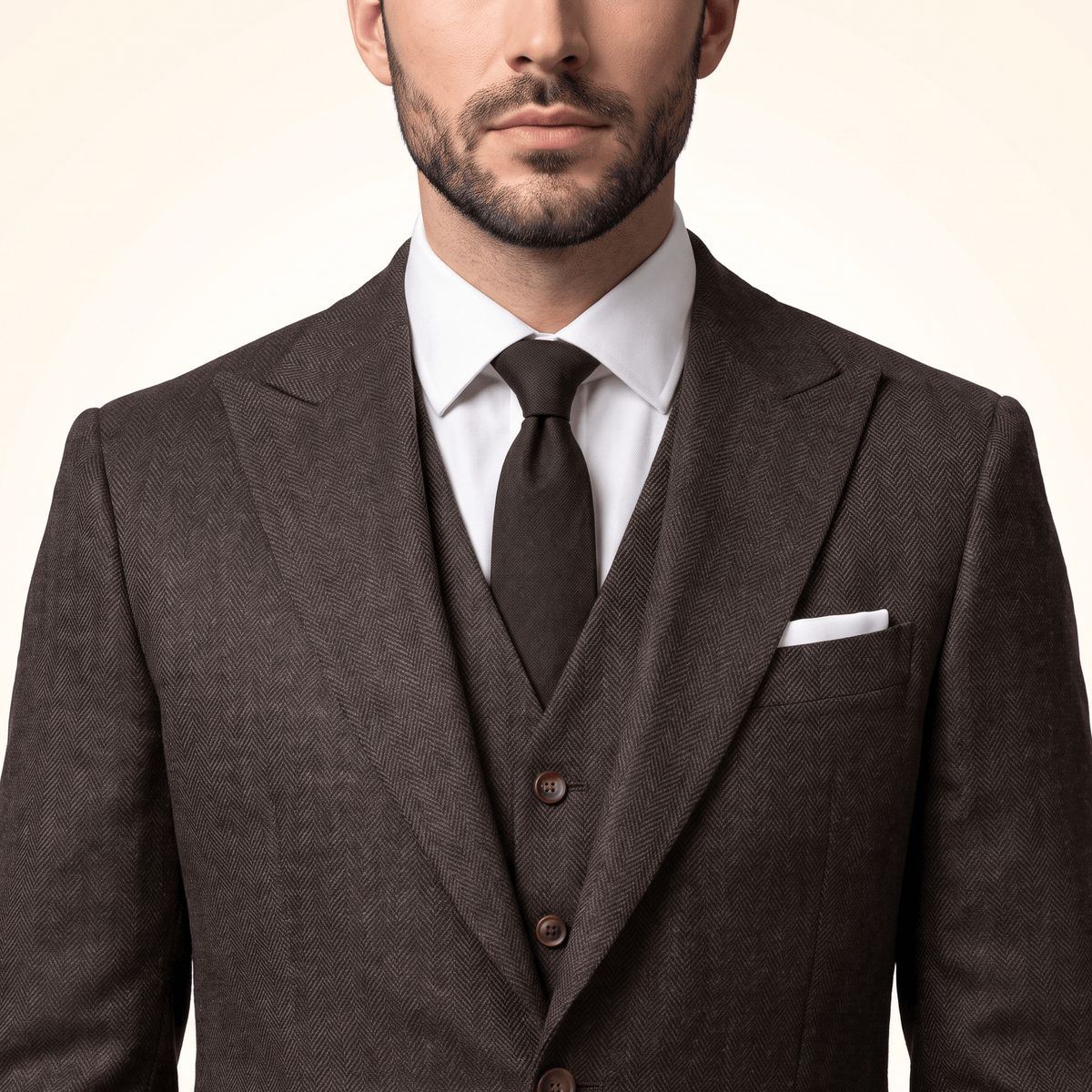 Ceehuteey Ceehuteey Classic 3 Pieces Men's Suit Herringbone Peak Lapel Suit(Blazer+vest+Pants)