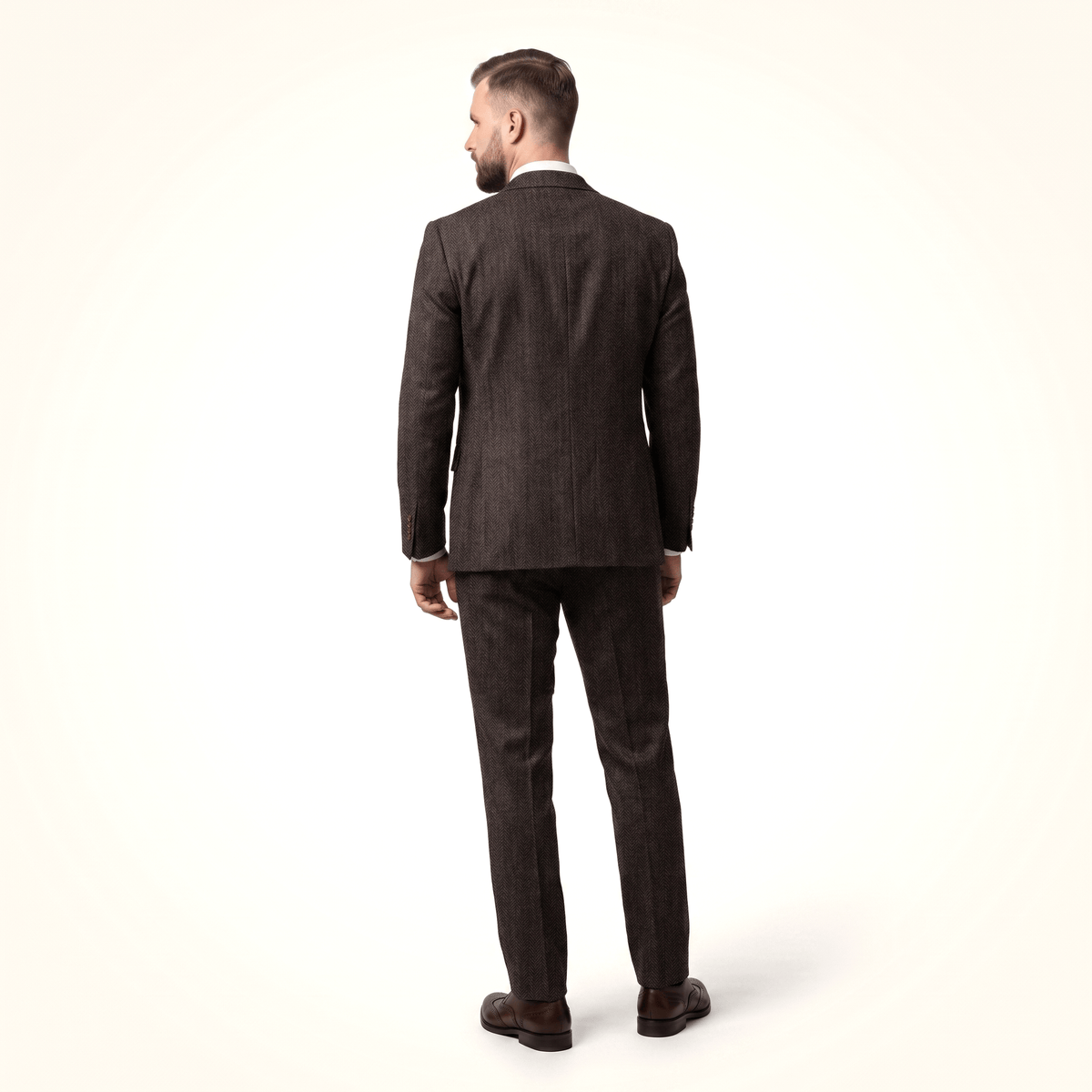 Ceehuteey Ceehuteey Classic 3 Pieces Men's Suit Herringbone Peak Lapel Suit(Blazer+vest+Pants)